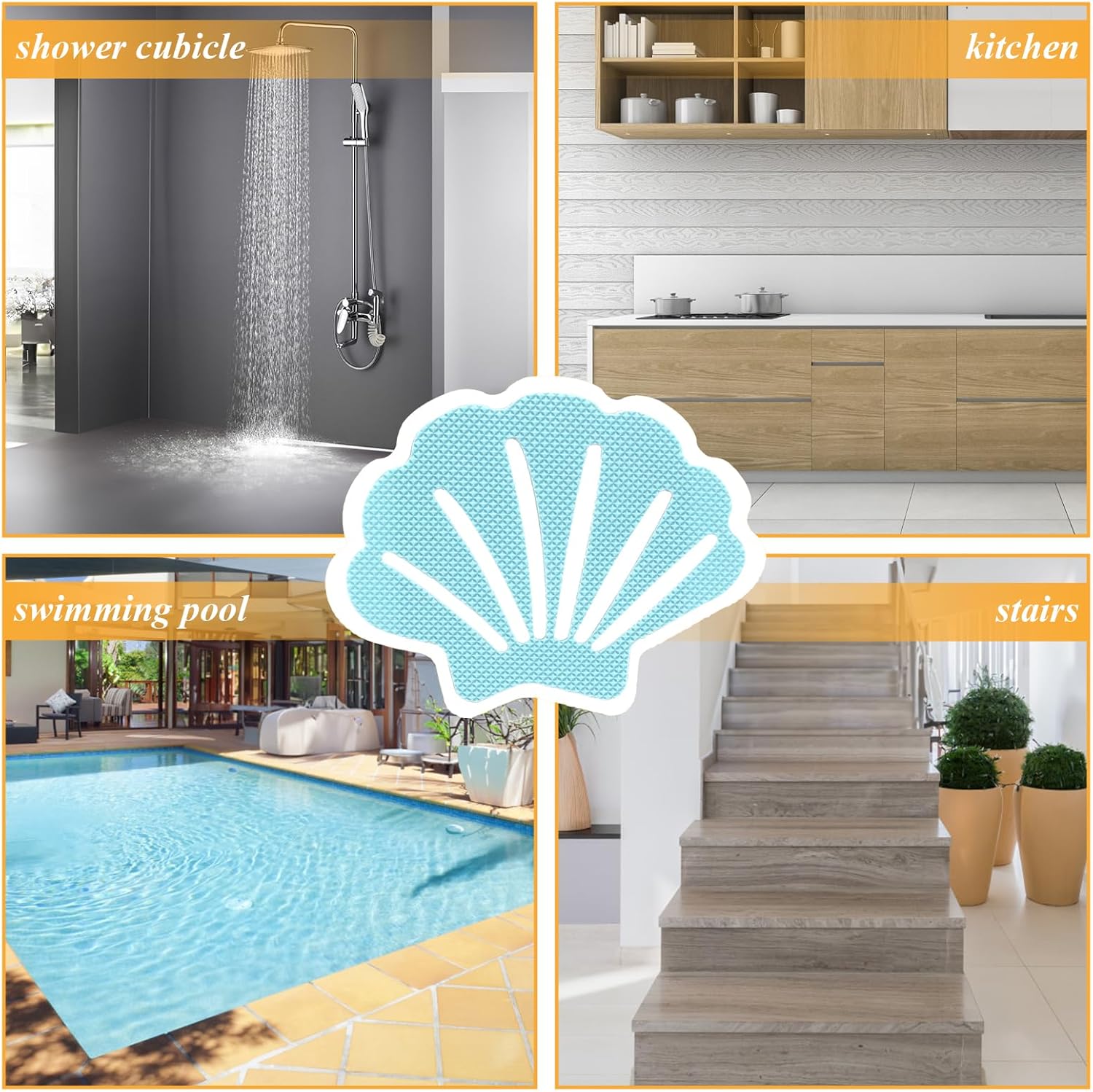 Coufce Bathtub Stickers Non-Slip Seashell Shape 30Pcs