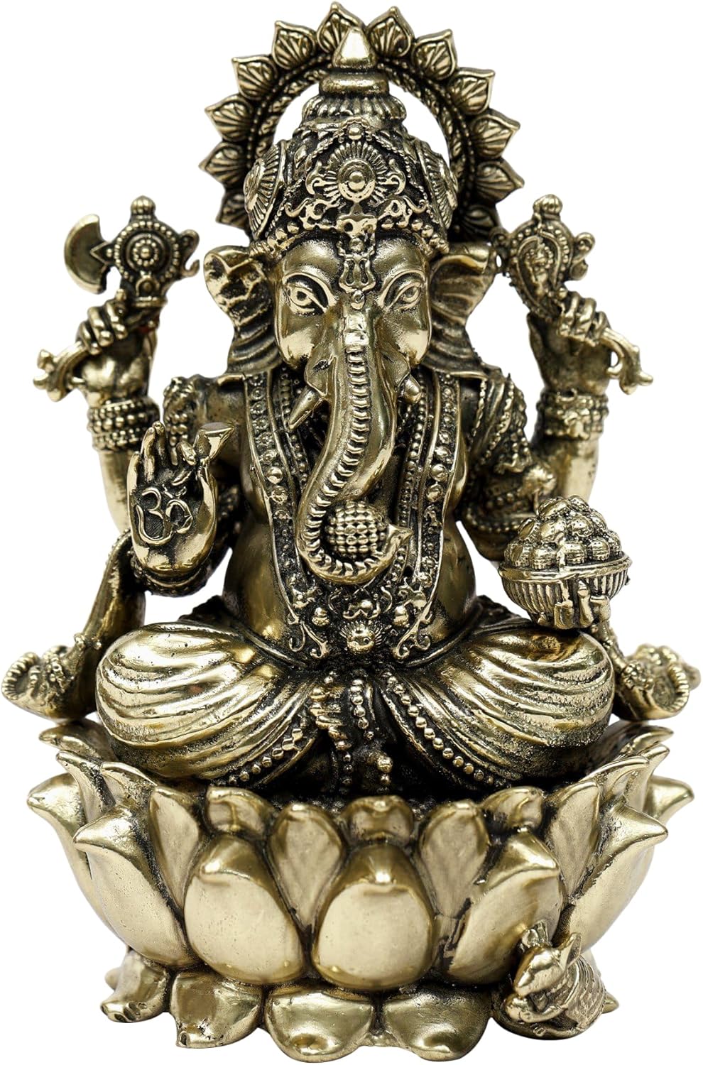 Superfine Lord Ganesha Brass Statue Seated on Lotus 1