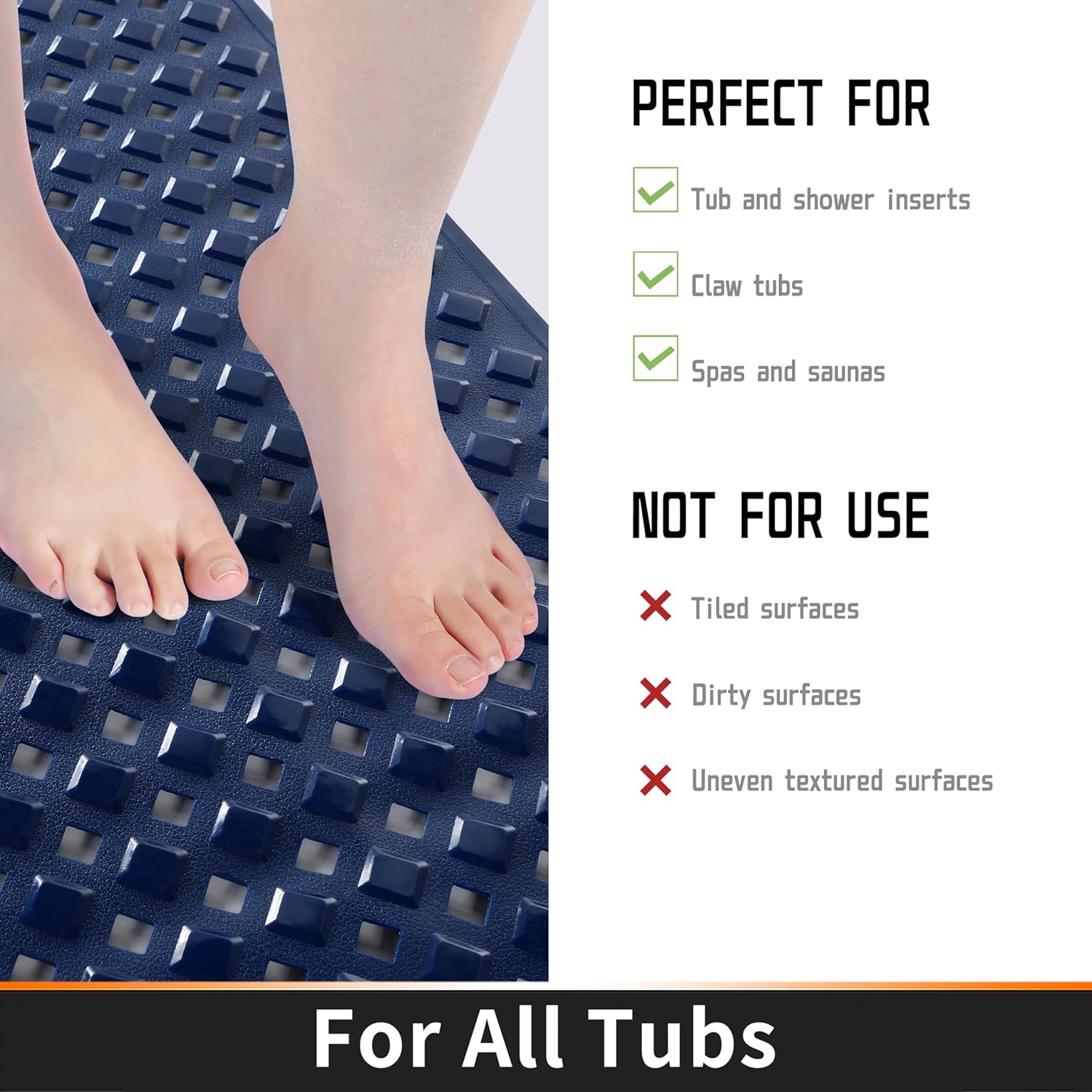 Yimobra Non Slip Bathtub Mat with Suction Cups