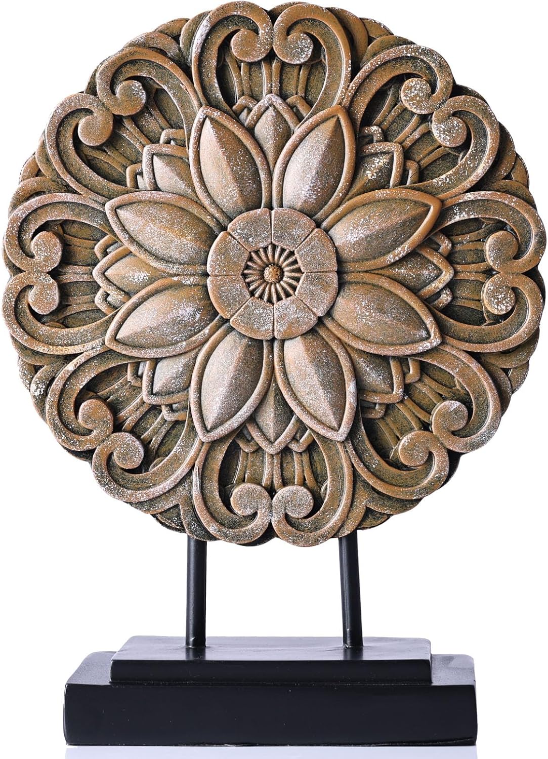 Elegant Brown Wood Round Statue for Home Decor