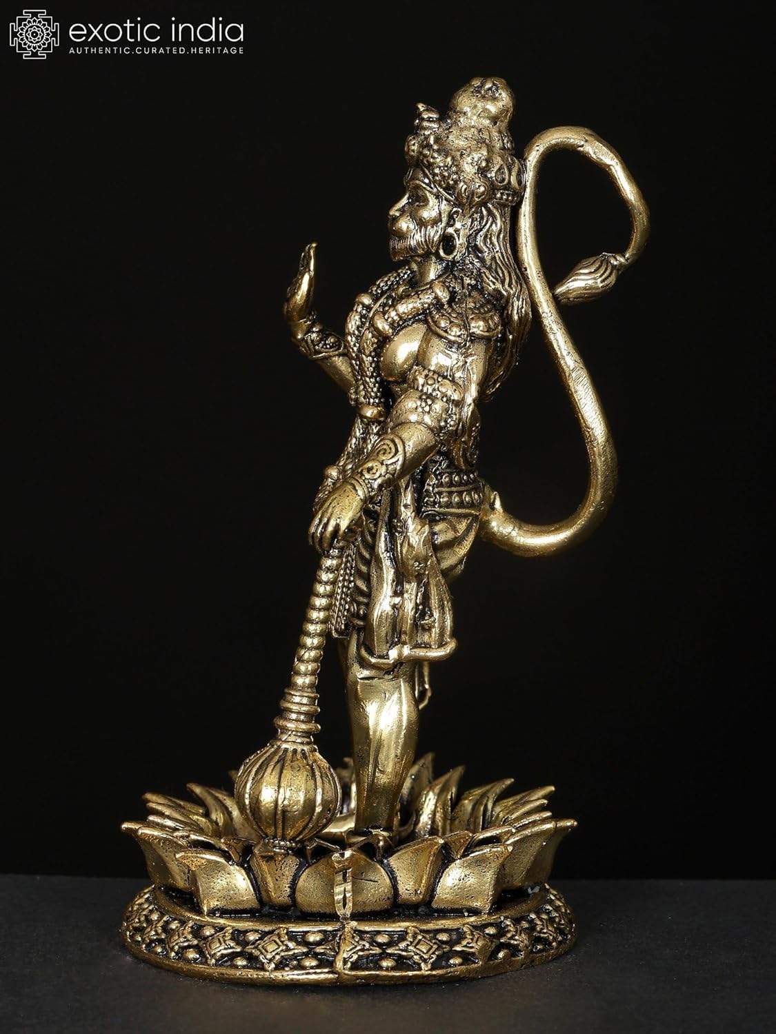 Small Superfine Hanuman Brass Statue Bajrangbali Pooja Temple Decor