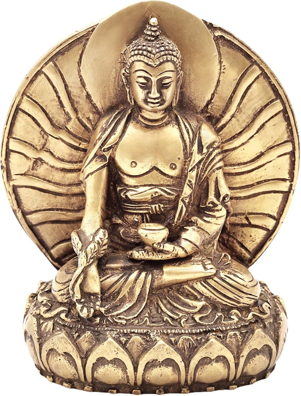 Medicine Buddha Brass Statue 5-Inch Spiritual Decor