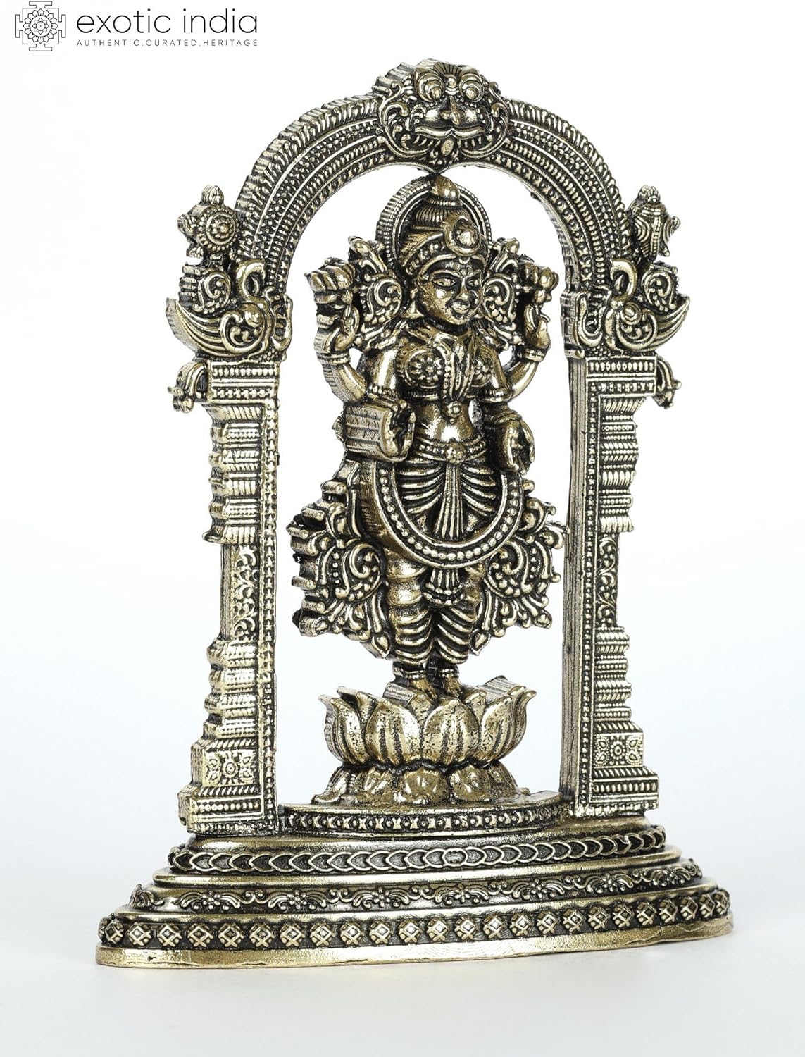 Exotic India Small Superfine Lakshmi Brass Statue