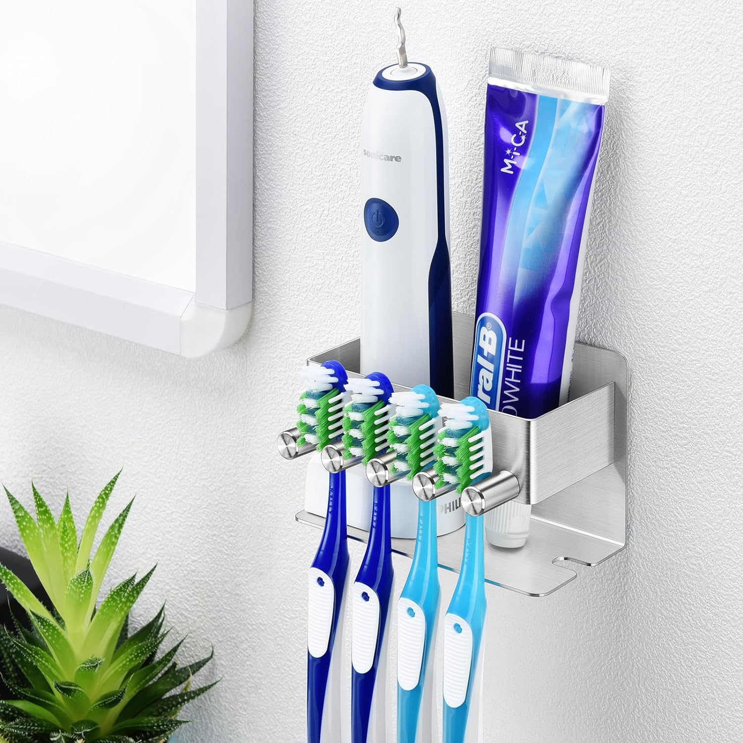 Stainless Steel Toothbrush Holder with 4 Slots