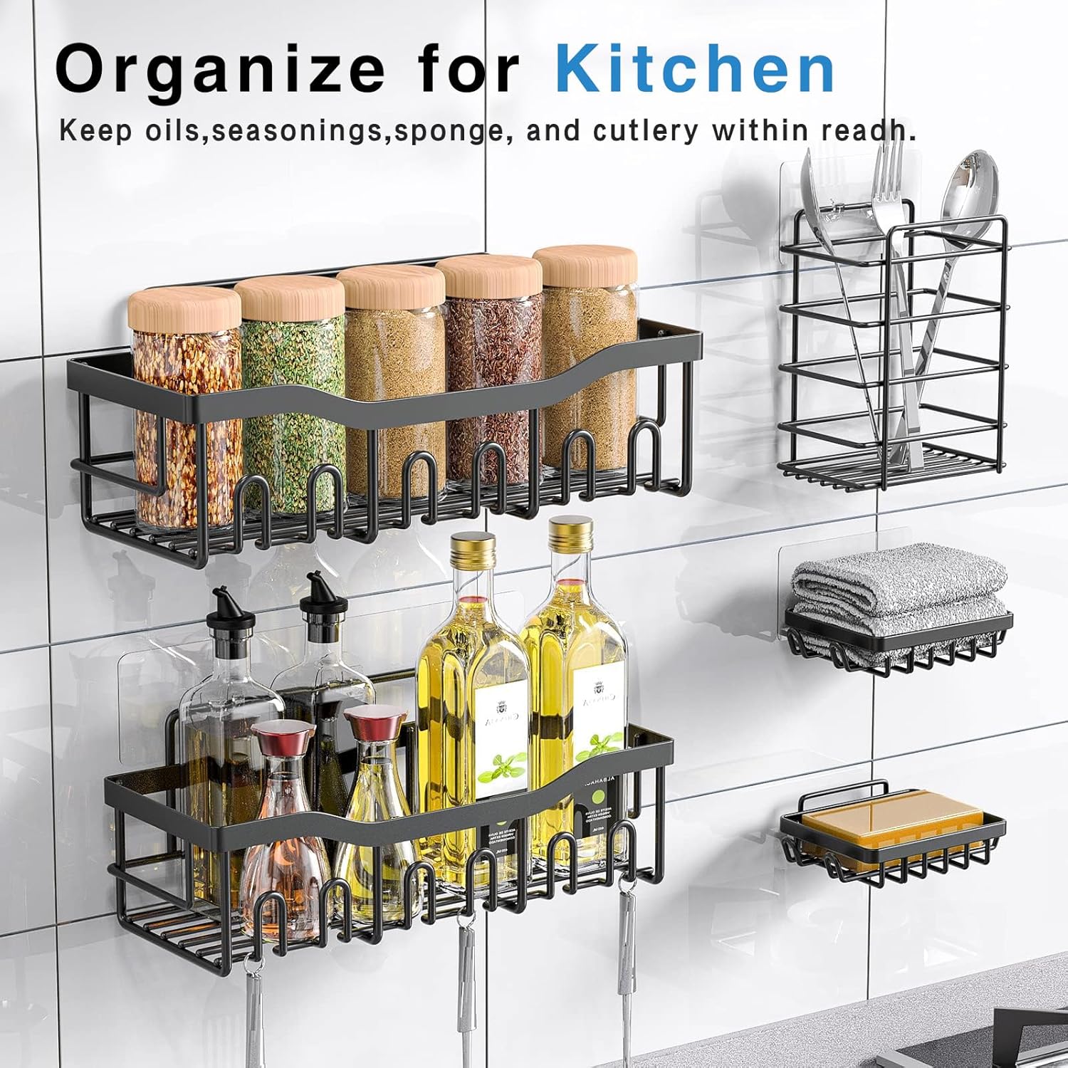 FGSAEOR 14 Pack Adhesive Shower Caddy Hooks
