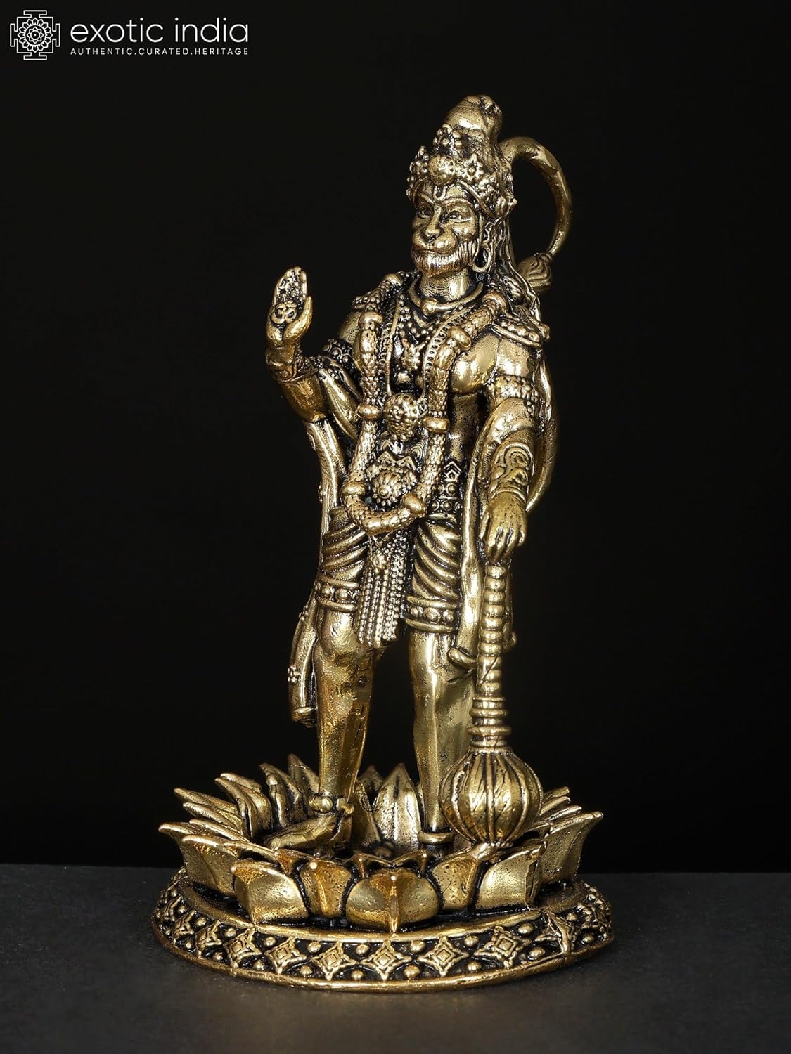 Small Superfine Hanuman Brass Statue Bajrangbali Pooja Temple Decor