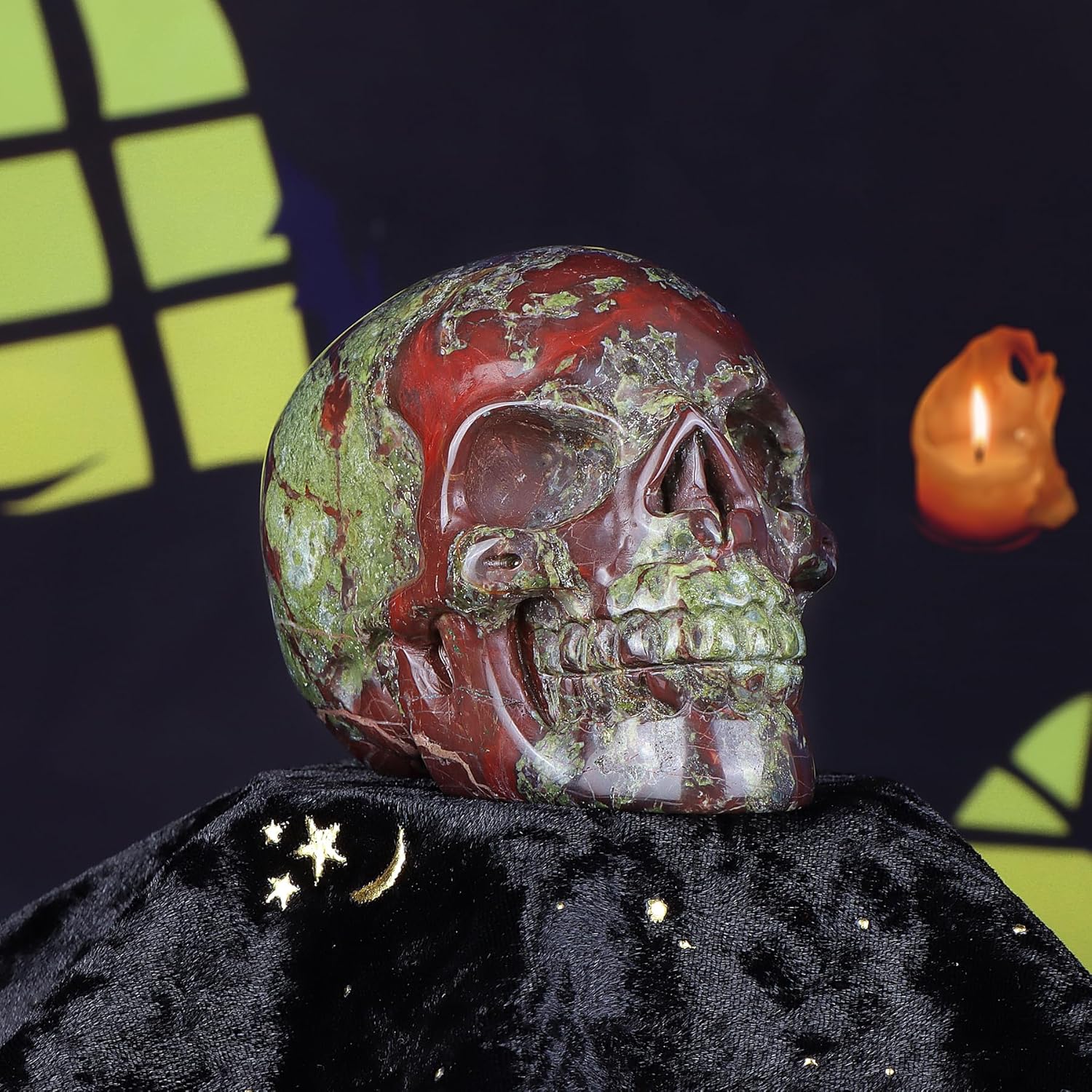 LEADGEM 30 Crystal Dragon Blood Stone Skull Statue 1