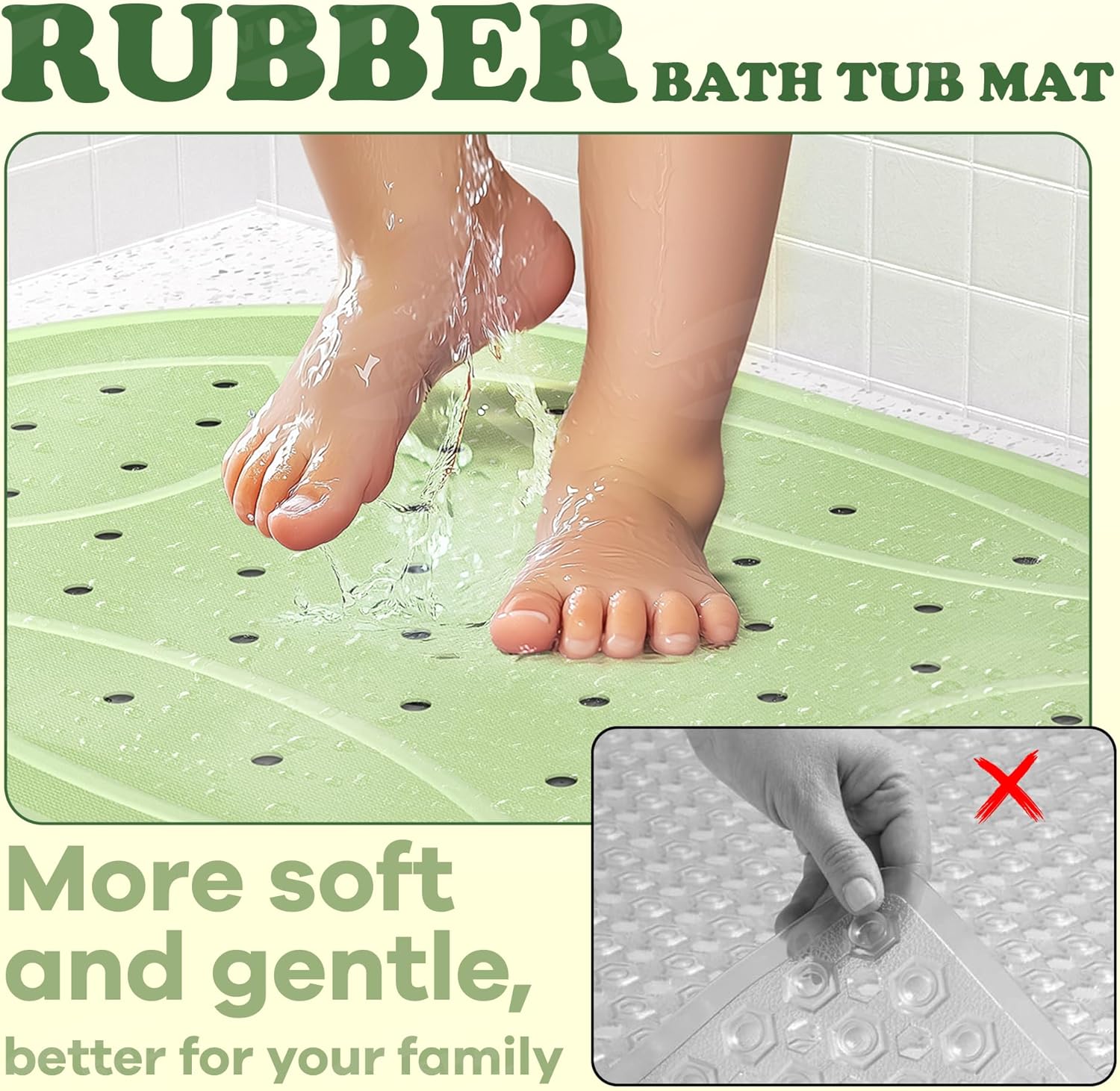 VIASHA Baby Bath Mat with Suction Cups and Frog Design