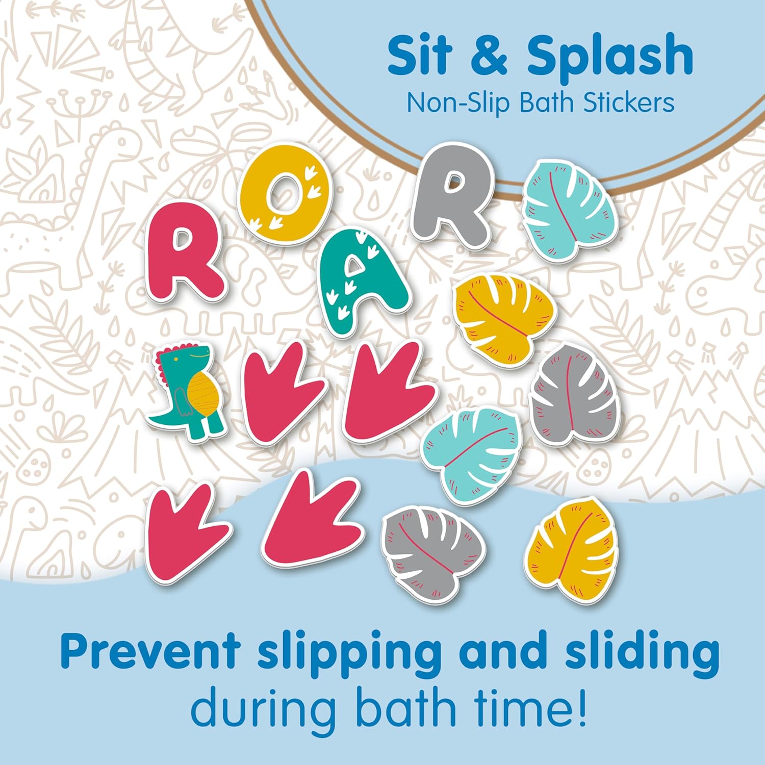 Dr Browns CleanUp Sit Splash Non-Slip Bath Stickers Dinosaur Theme 6m