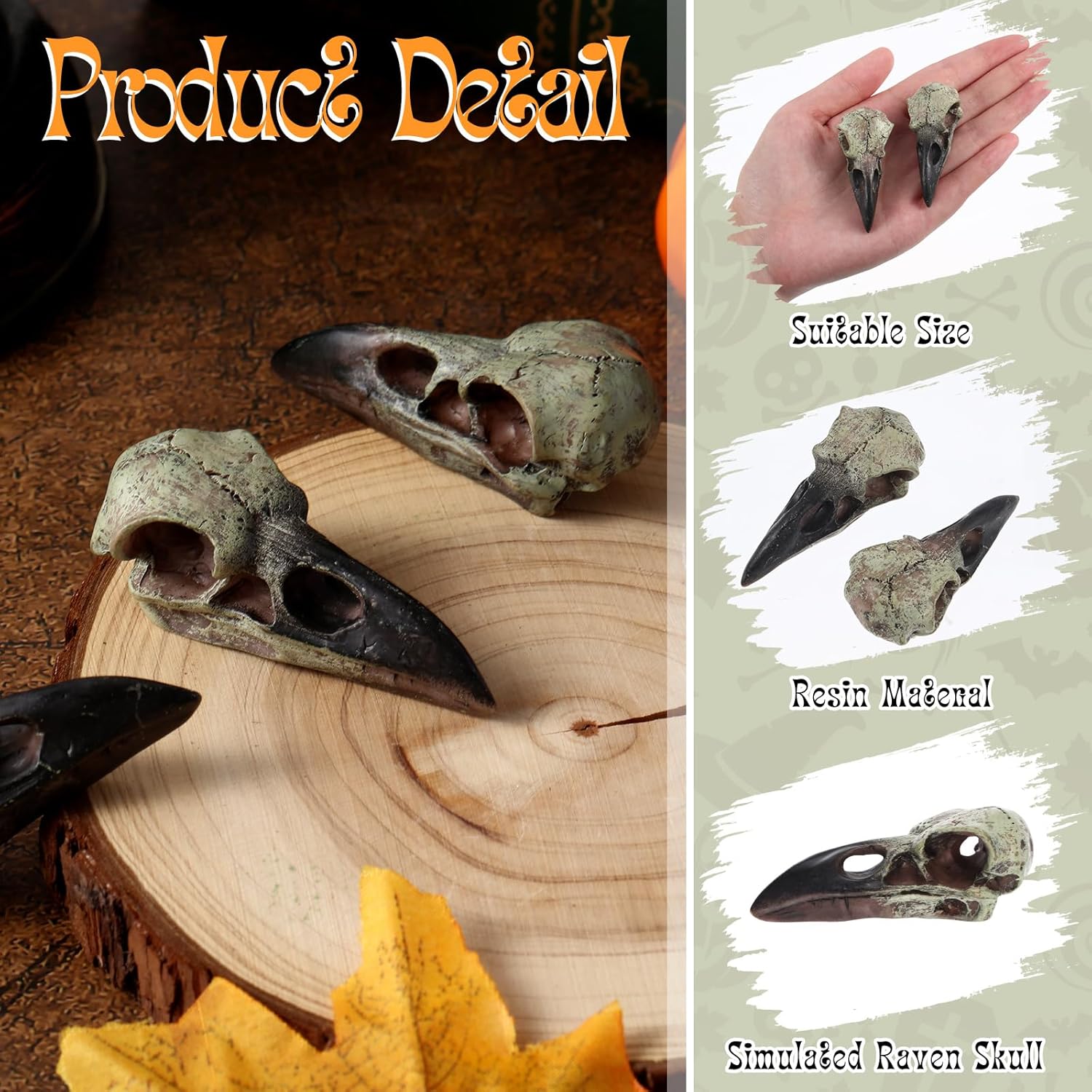 Geetery Halloween Raven Skull Wall Decor 4 Pcs