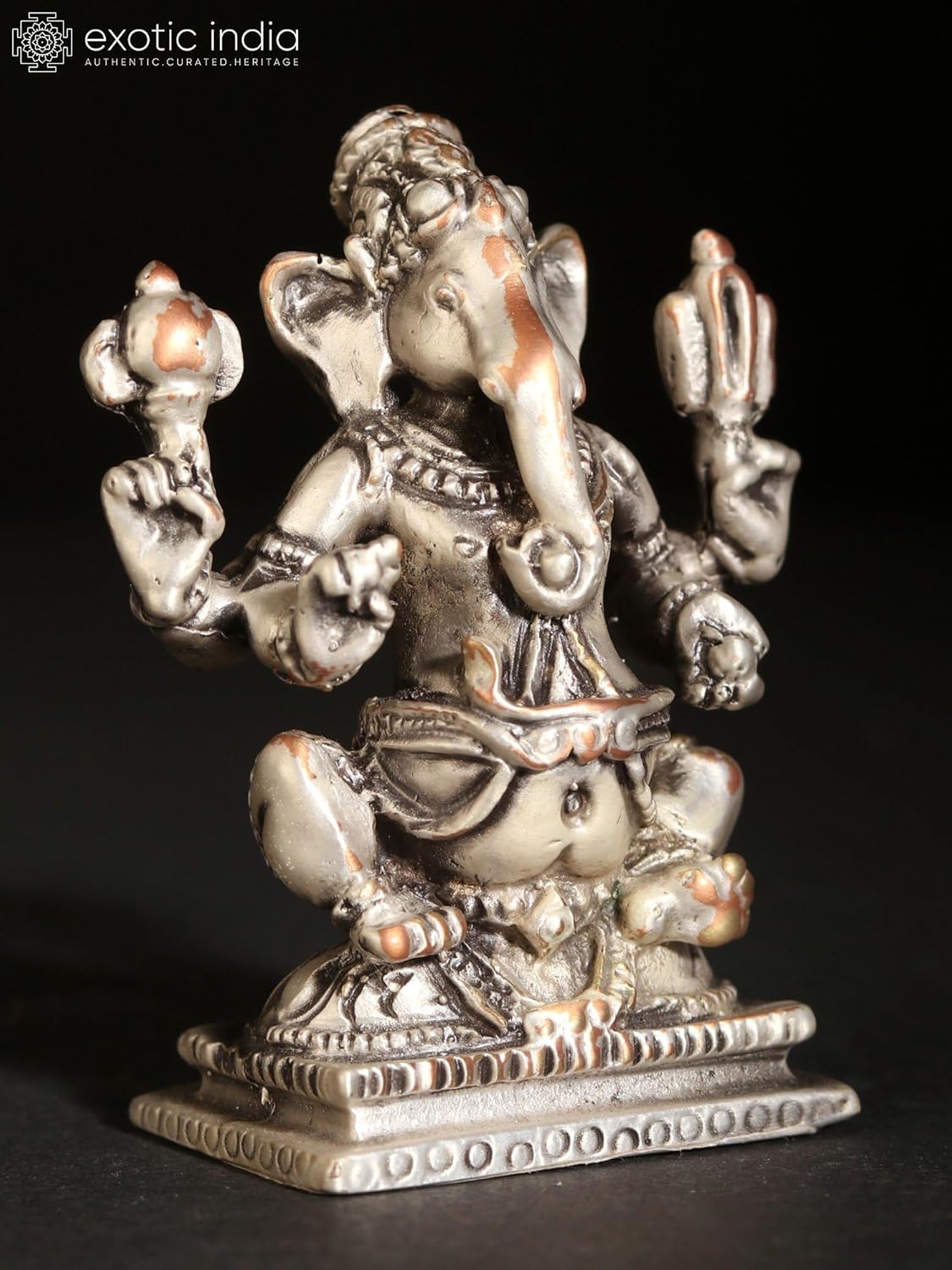 Exotic India Small Chaturbhuj Ganesha Brass Statue 1
