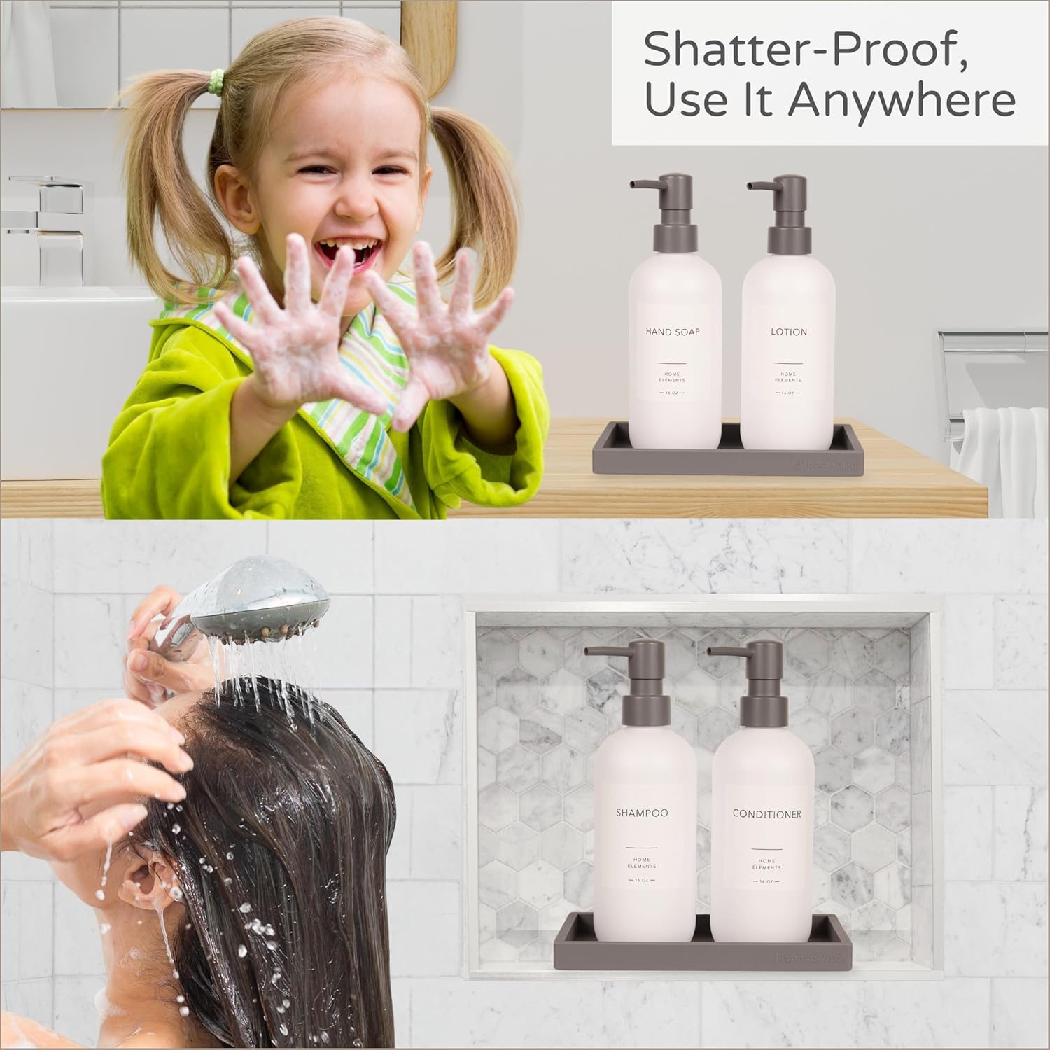 Spacewiser ShatterFree Soap Dispenser Set with Pump and Tray