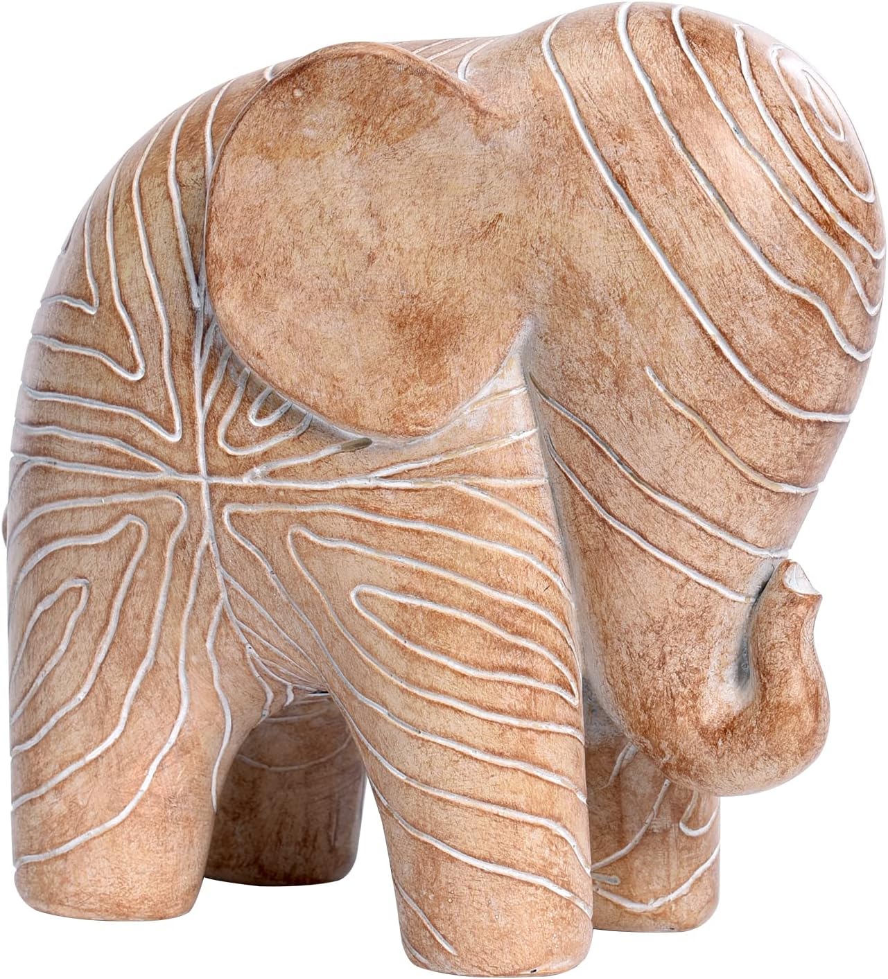 Kakizzy Elephant Statue African Wood Decor Boho Style