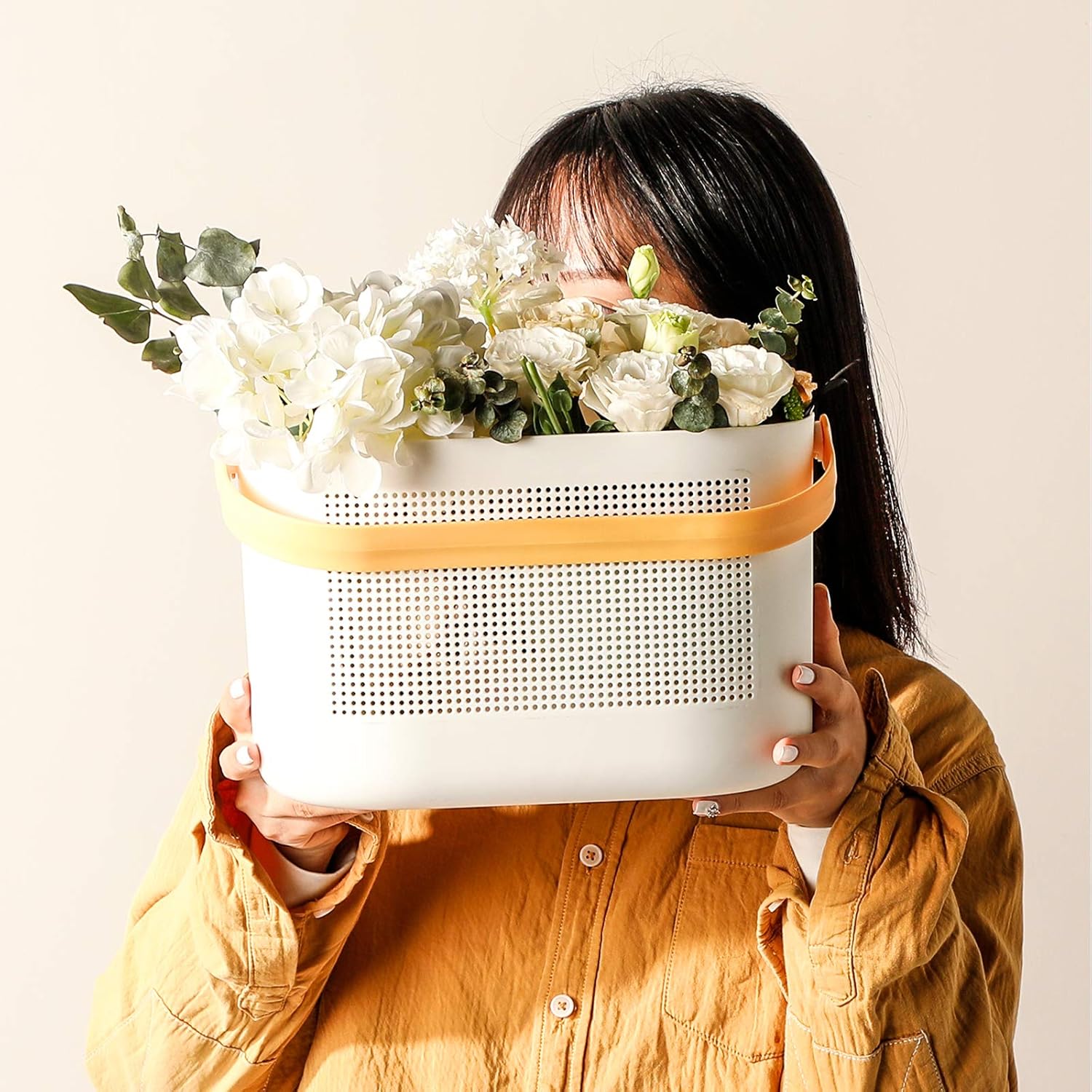 UUJOLY Yellow Plastic Storage Baskets with Handles
