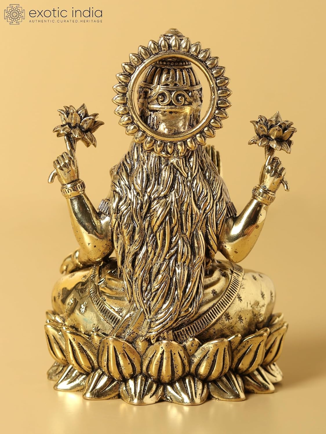 Exotic India Small Brass Goddess Lakshmi Statue