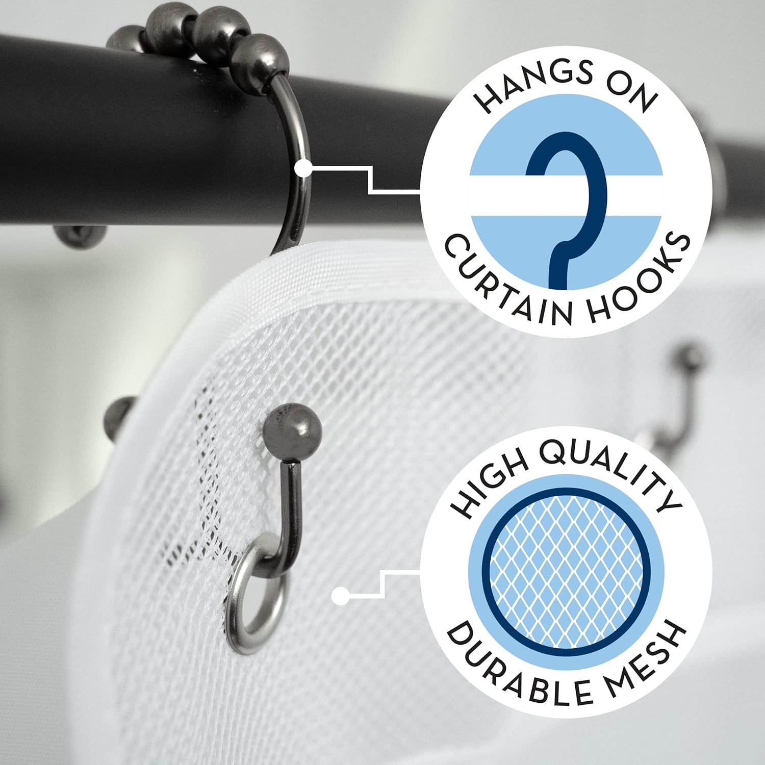 ST INC Shower Organizer with 7 Pockets 14x30 Inch White
