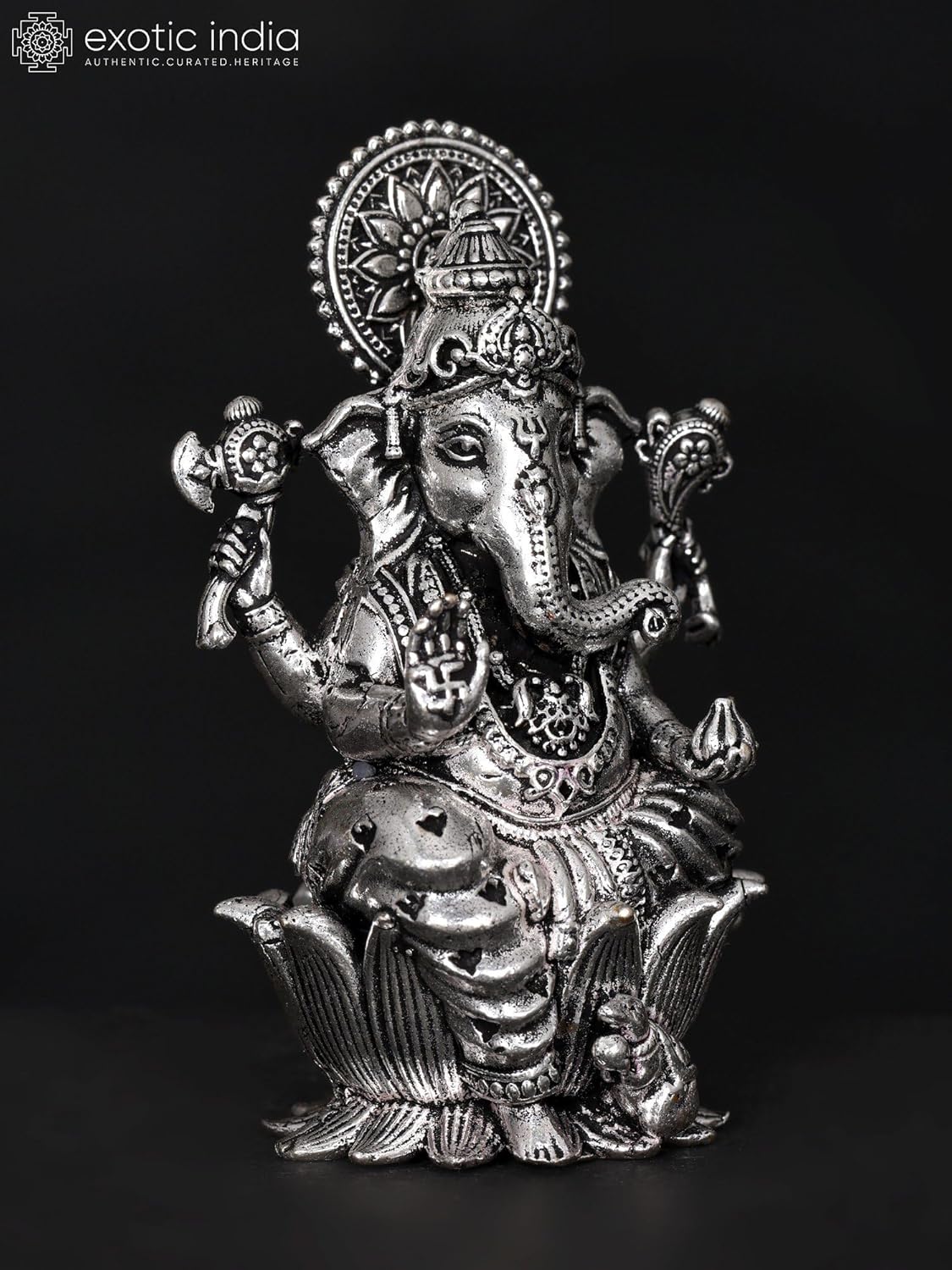 Exotic India Small Superfine Ganesha Brass Statue 1