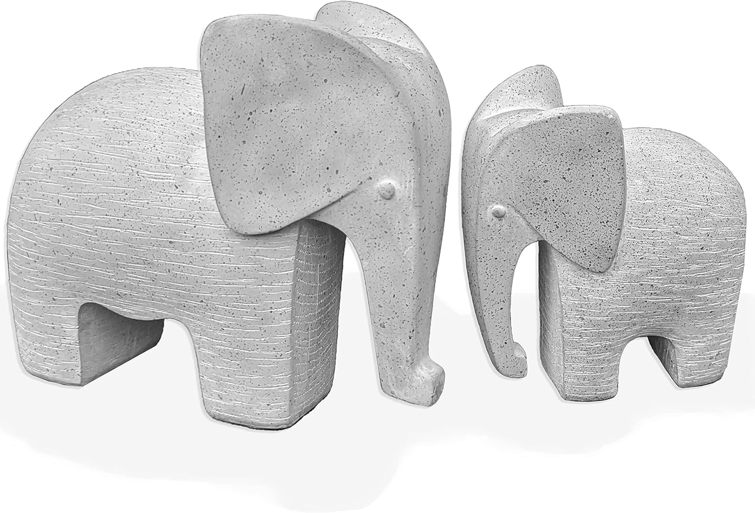 Huey House Elephant Sculptures 2 Piece Set 6 and 5 Light Gray