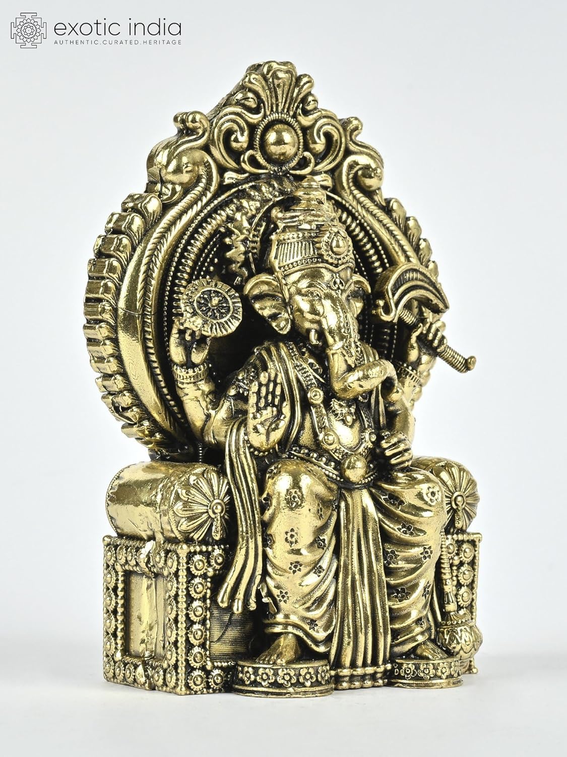 Small Superfine Brass Ganesha Statue Lalbaugcha Raja Pooja Idol