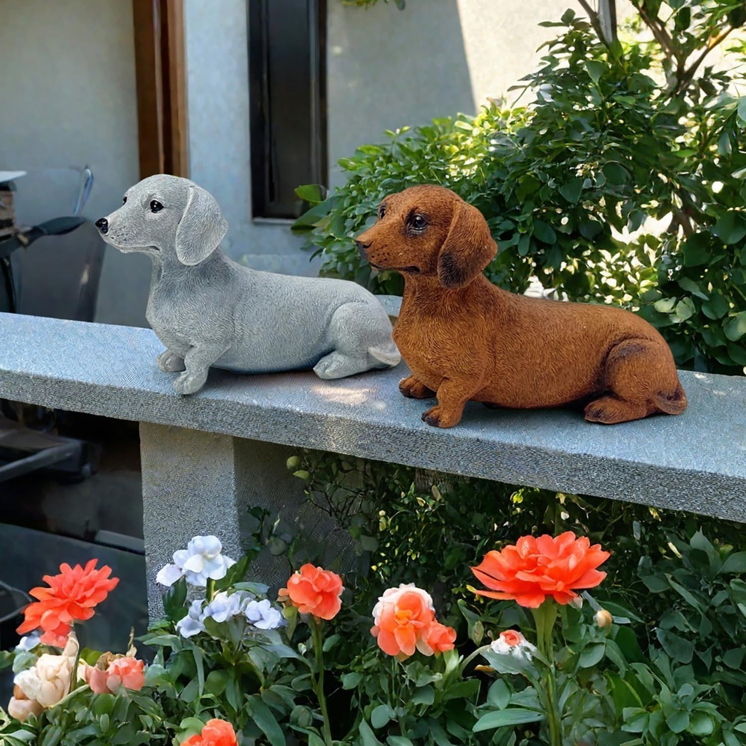 Dachshund Resin Figurine Decor - Grey