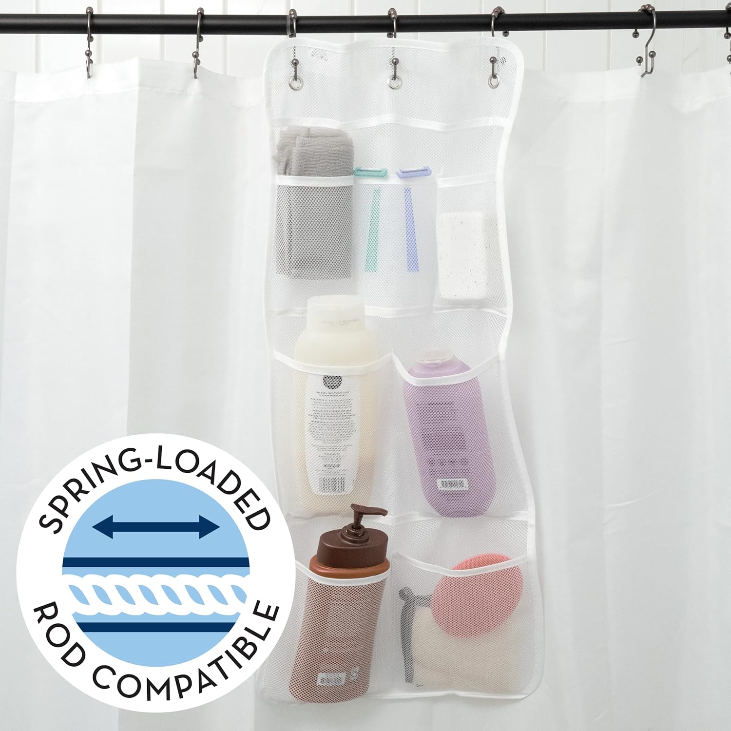 ST INC Shower Organizer with 7 Pockets 14x30 Inch White