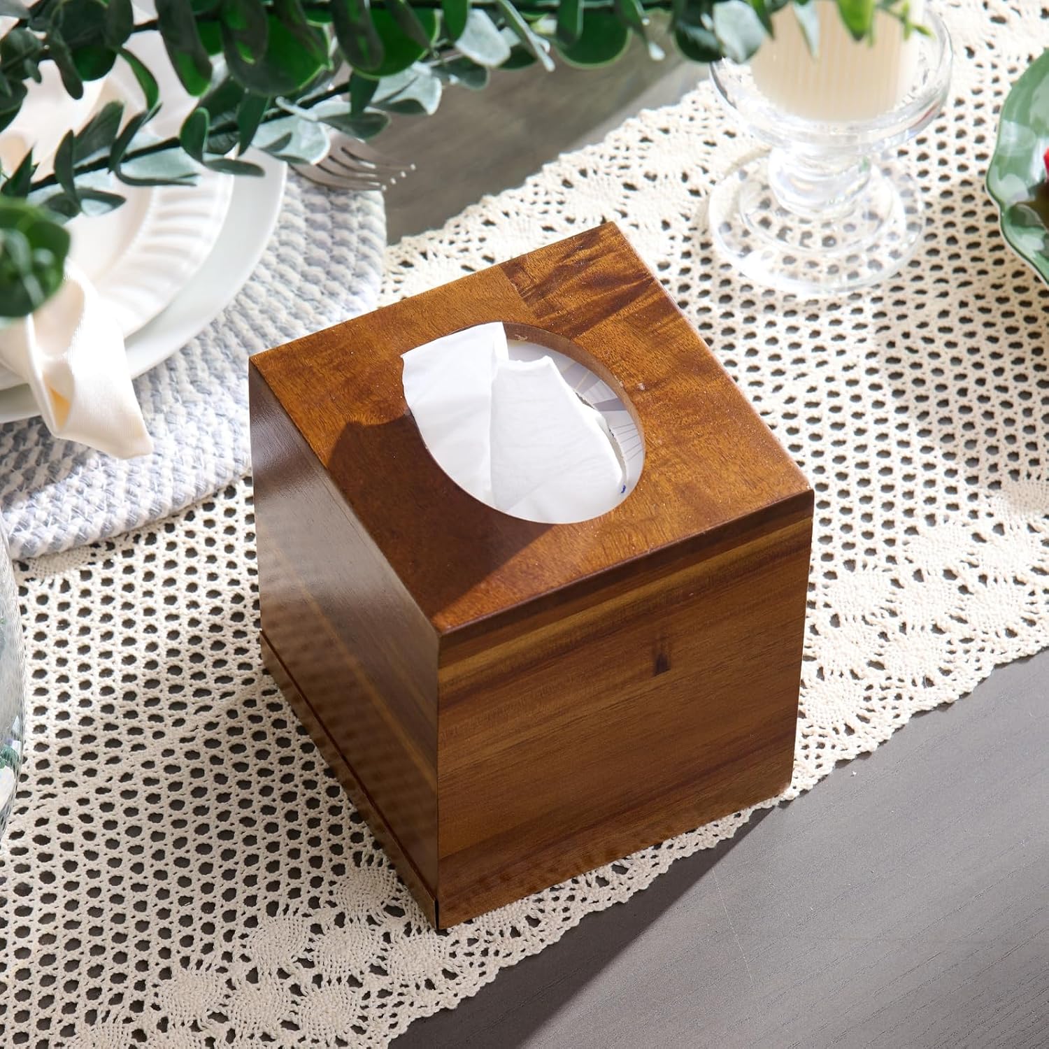 YANGQIHOME Acacia Wood Tissue Box Cover