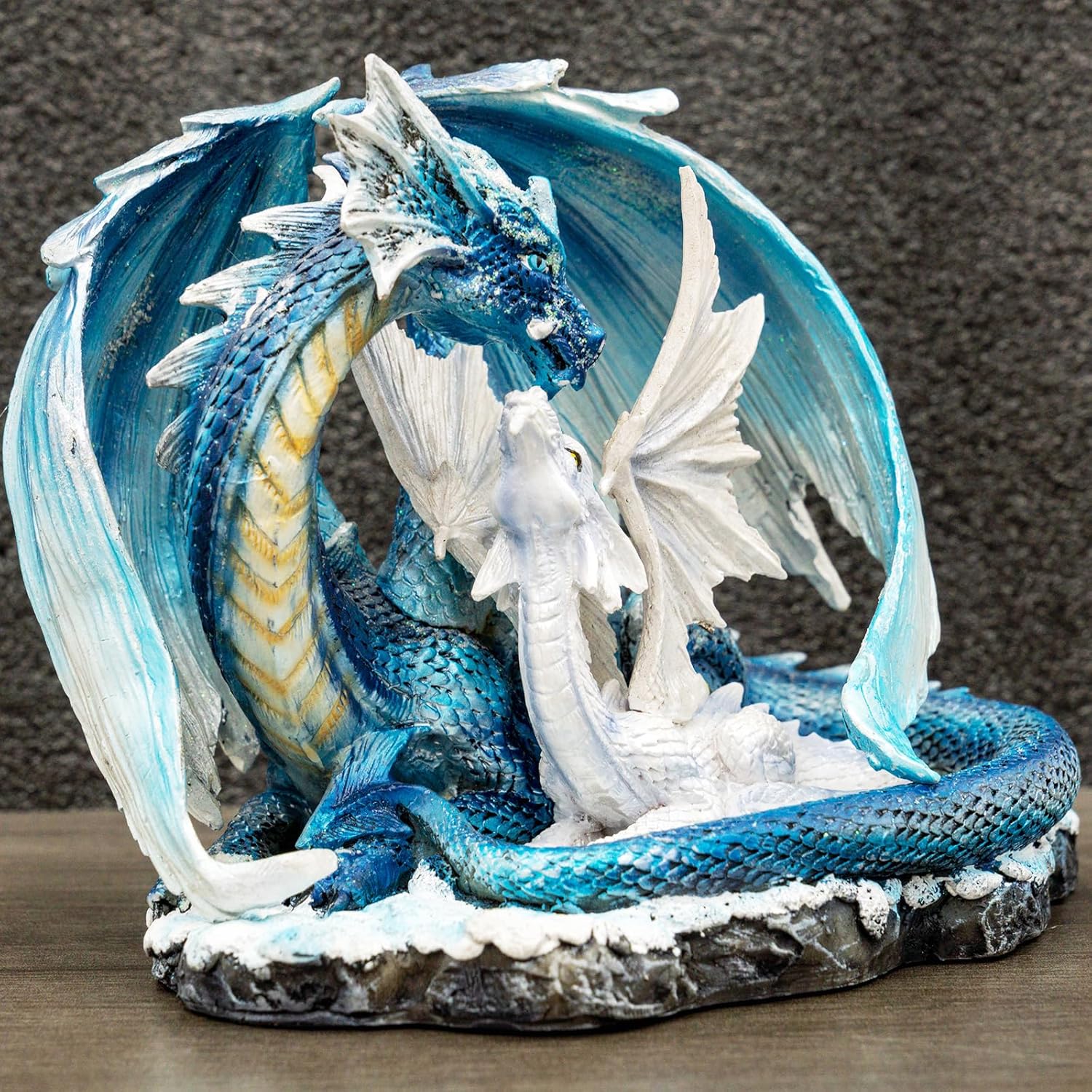 Fantasy Dragon Fairy Figurine Set - Mystic White Dragon Resin Decor
