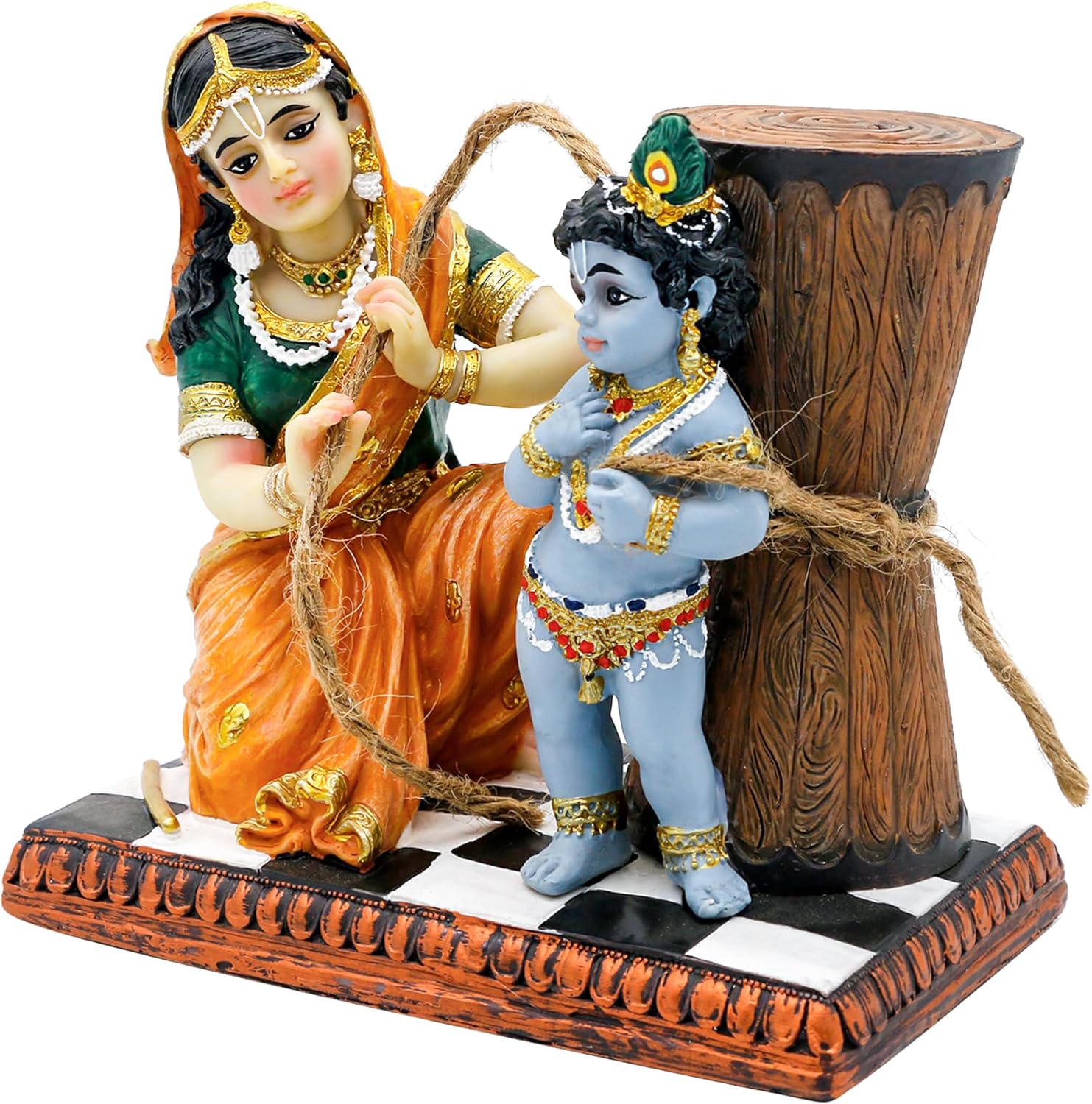 Maa Yashoda Binding Krishna Murti Statue - 51 Hand Painted Polystone