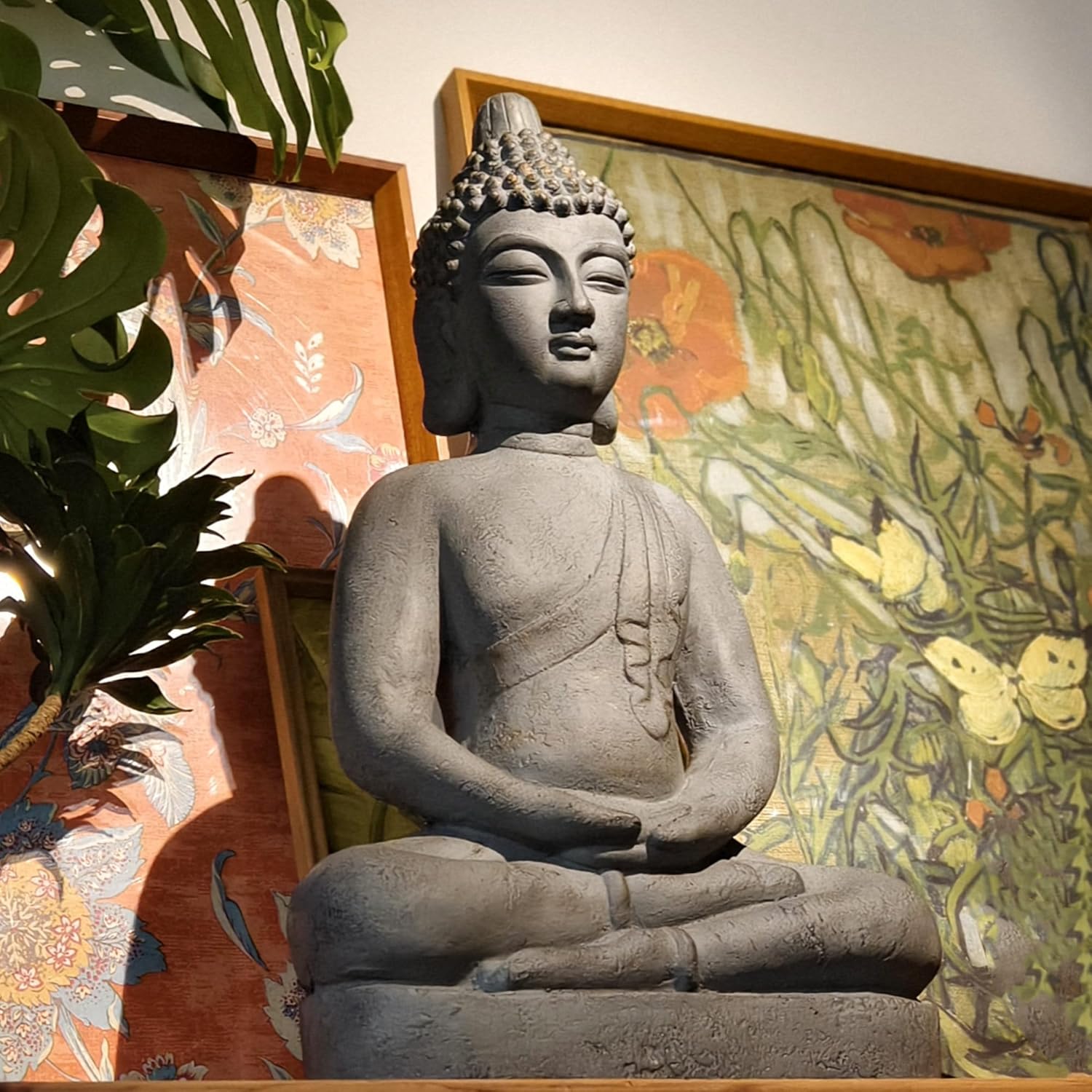 VANZUNE 26H Gray Buddha Statue for Home Decor