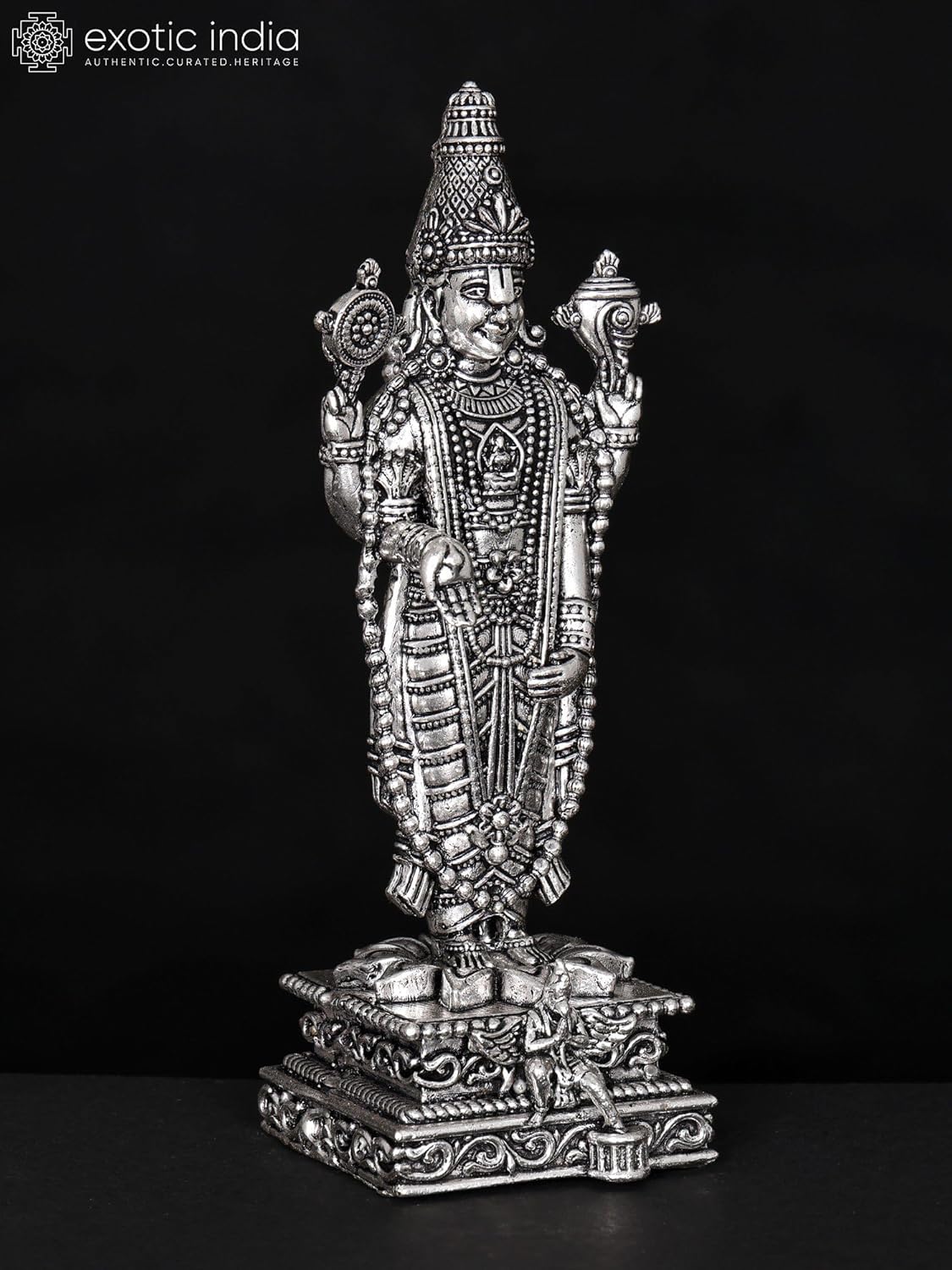 Superfine Lord Tirupati Balaji Brass Statue with Garuda Base