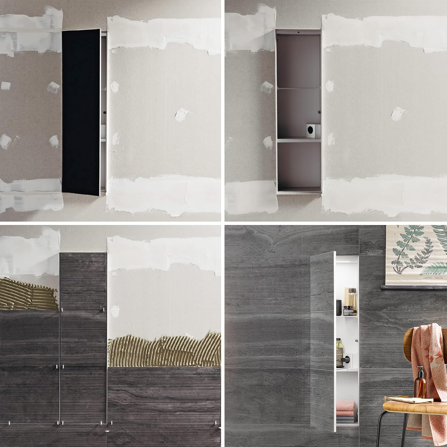 ASIS Plus Flush-Mounted Cabinet for Toilet Brush and Paper