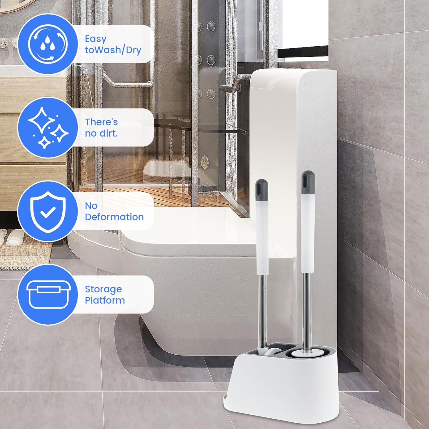 ZFLYCANP Deep Cleaning Toilet Brush Set with Holder