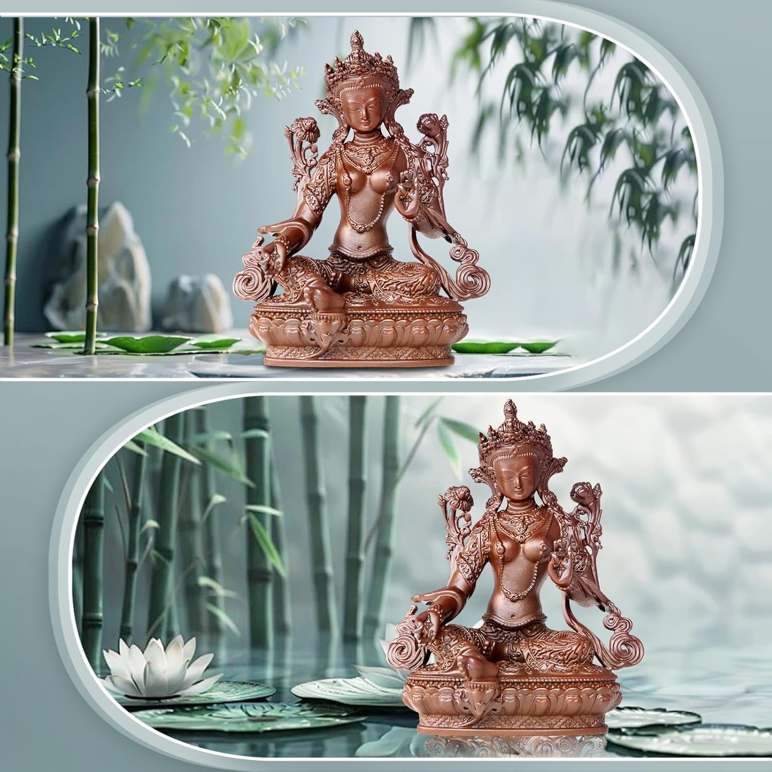Small Buddha Statue Indoor Green Tara Decor