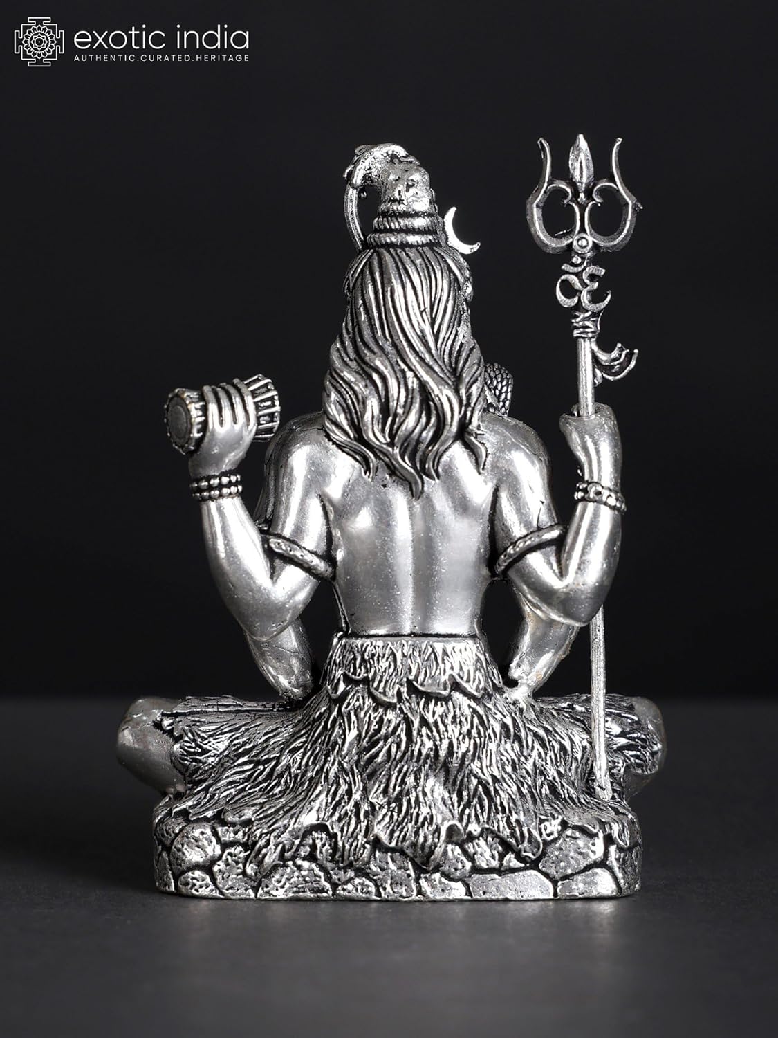 Superfine Four-Armed Lord Shiva Silver Plated Brass Statue 1