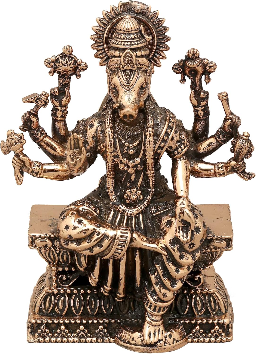 Small Superfine Eight Armed Goddess Varahi Brass Statue