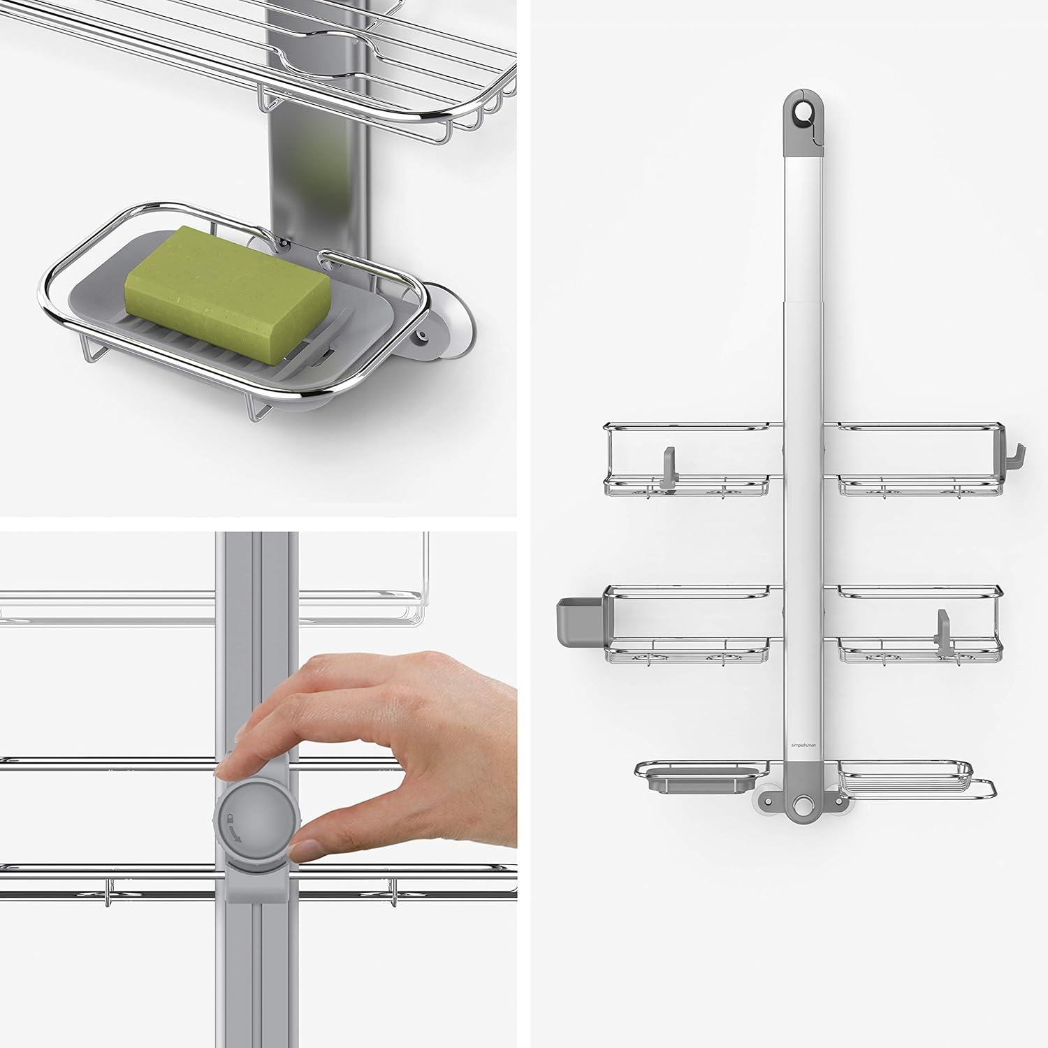 Simplehuman Adjustable Shower Caddy XL with Rust-Proof Design
