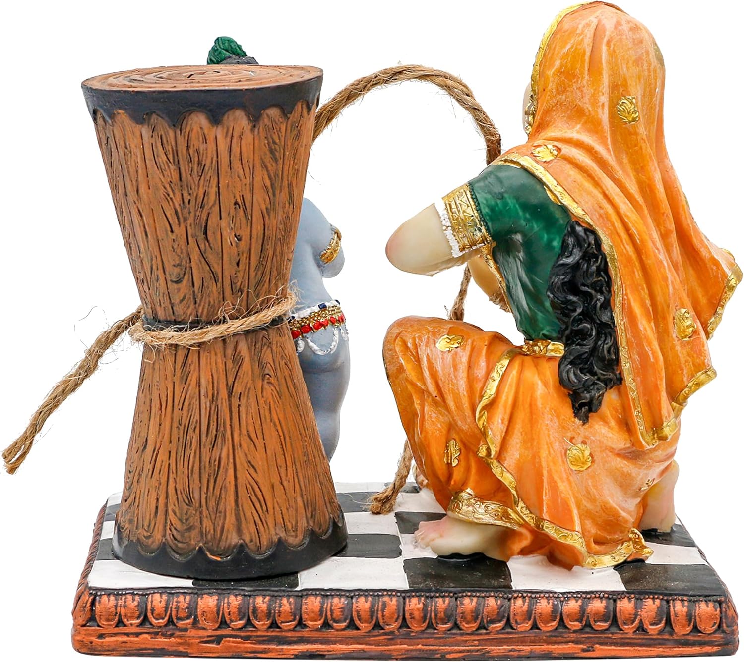 Maa Yashoda Binding Krishna Murti Statue - 51 Hand Painted Polystone