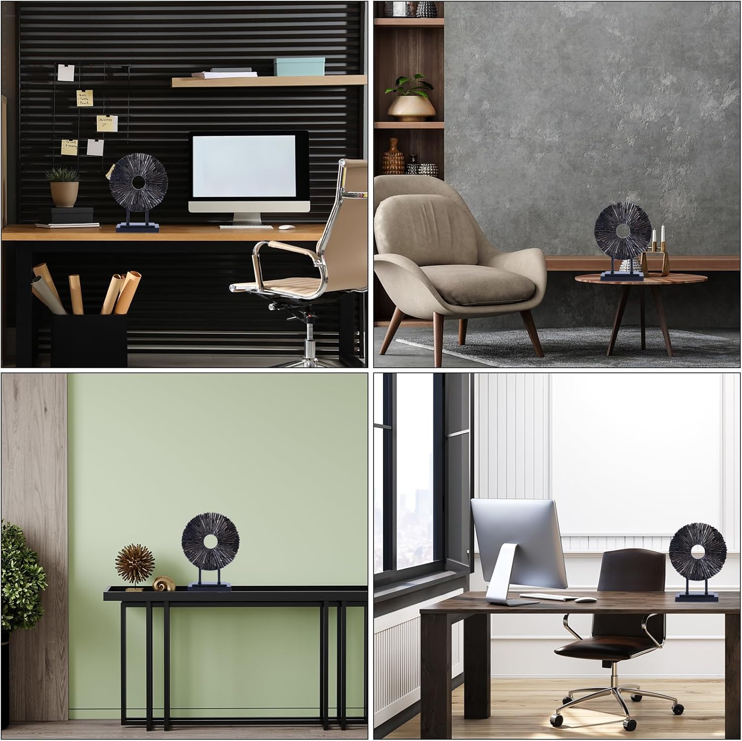 CECKQUE Minimalist Round Black Statue Home Decor