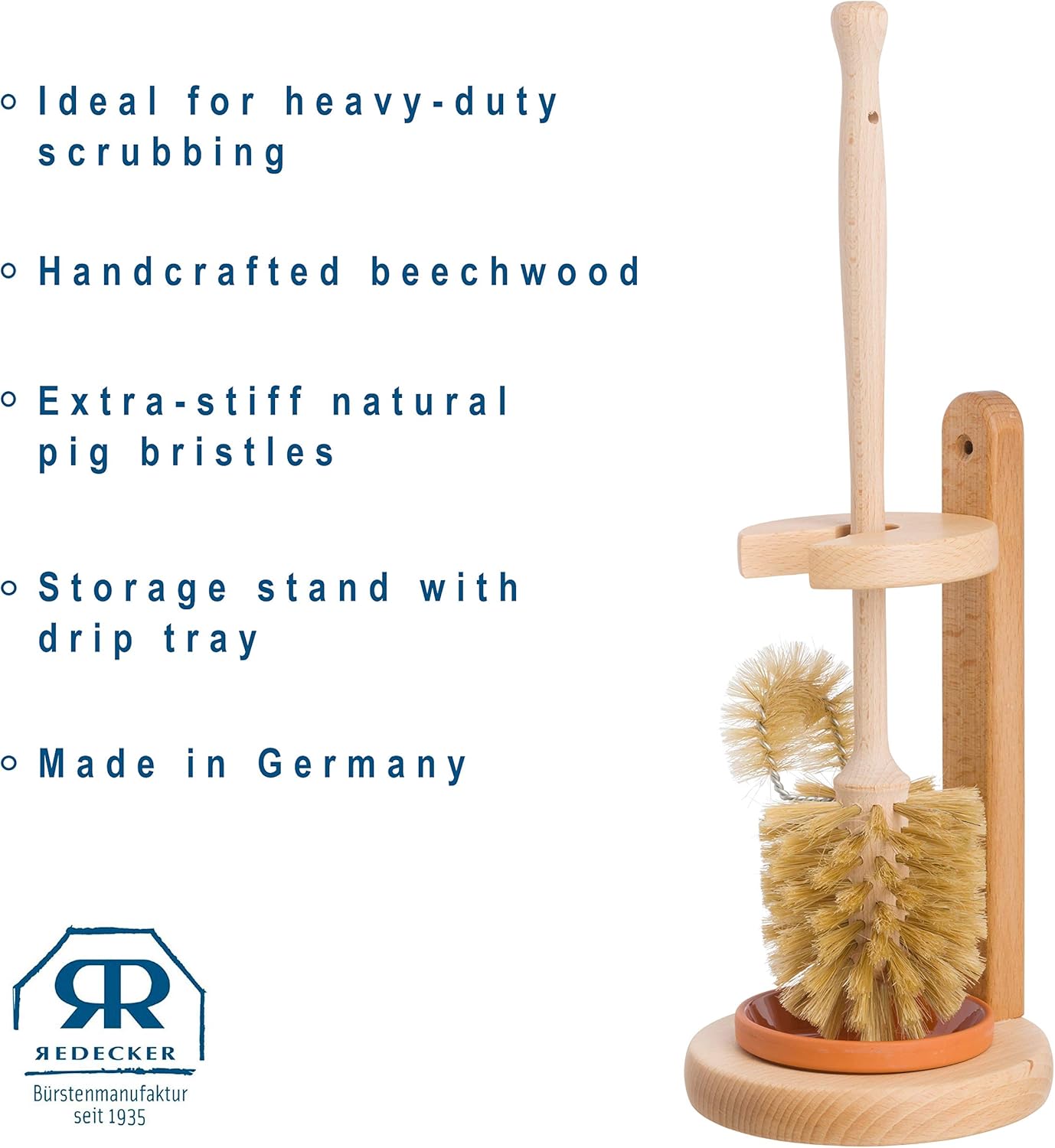 Redecker Natural Pig Bristle Toilet Brush with Beechwood Handle 1