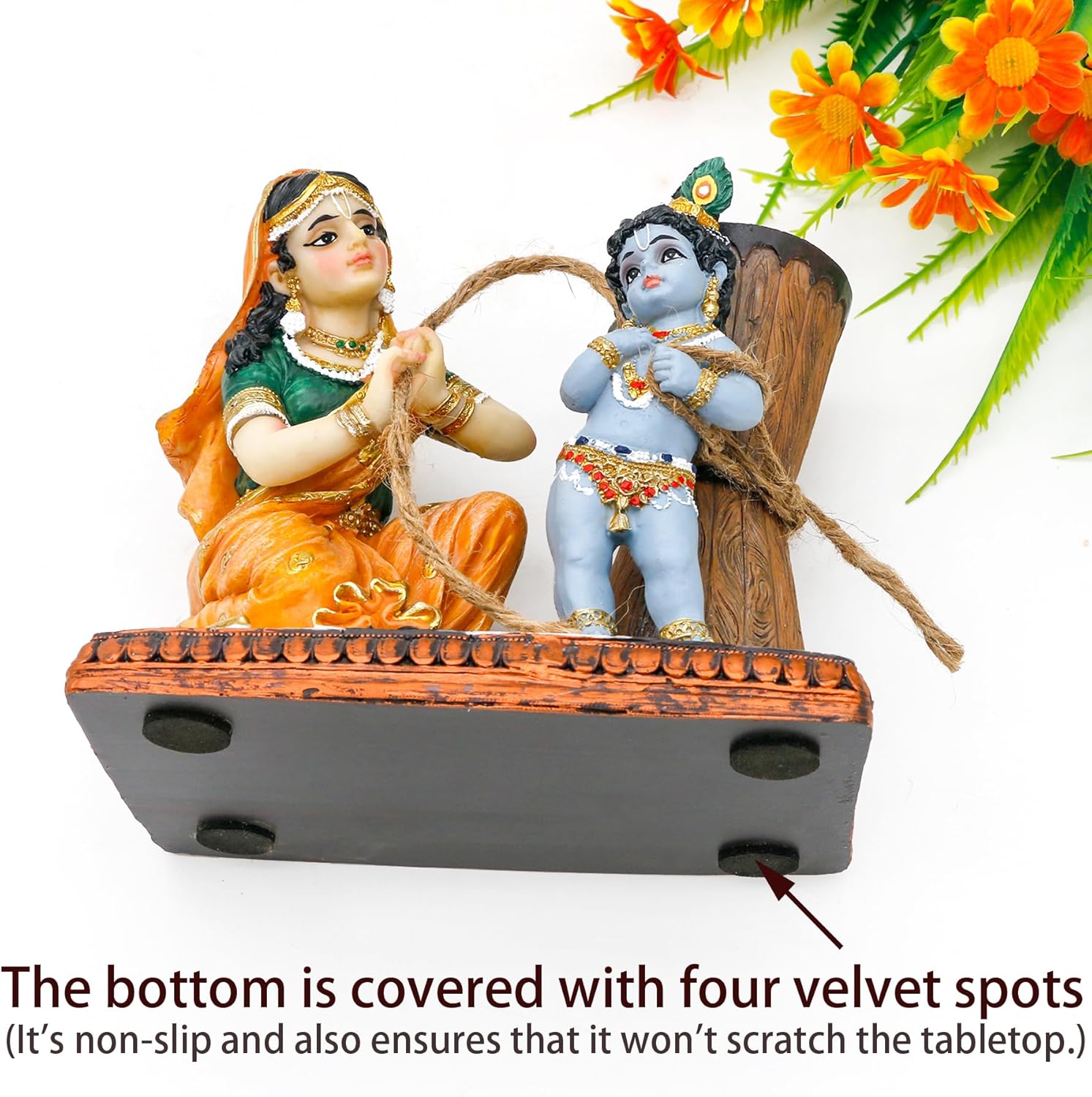 Maa Yashoda Binding Krishna Murti Statue - 51 Hand Painted Polystone