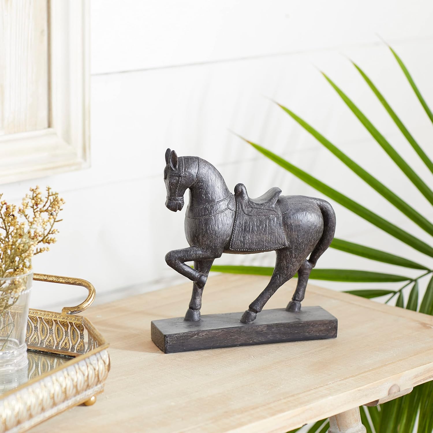 Deco 79 Polystone Horse Statue 9 x 3 x 9 Brown