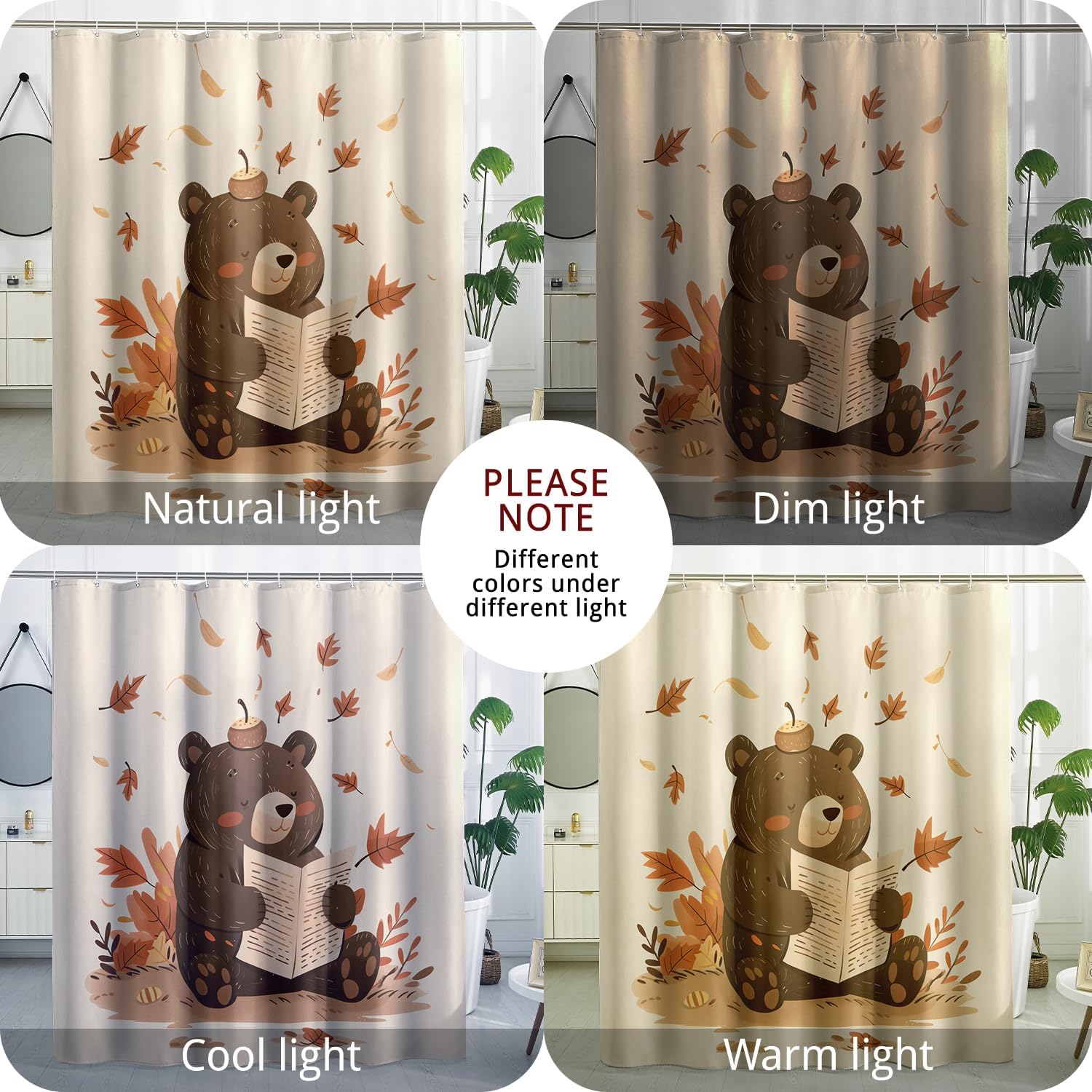 Fall Cute Kid Shower Curtain Set 72 Inch