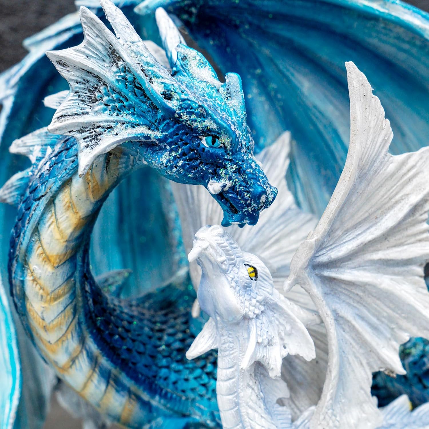 Fantasy Dragon Fairy Figurine Set - Mystic White Dragon Resin Decor