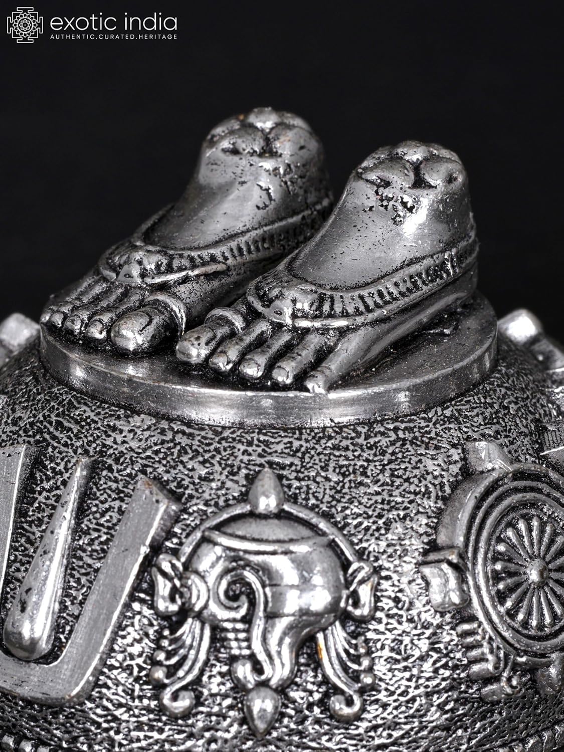 Small Superfine Brass Vishnu Charan Paduka Statue