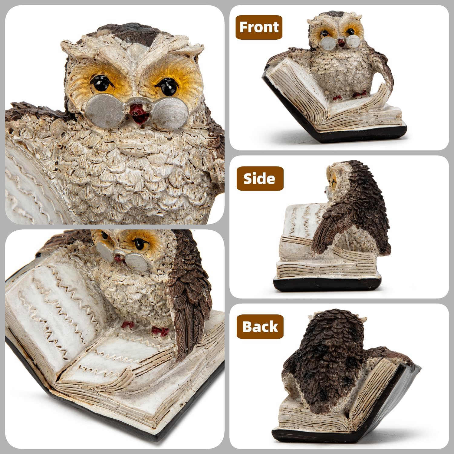 Brighomrom Adorable Reading Owl Statues Set