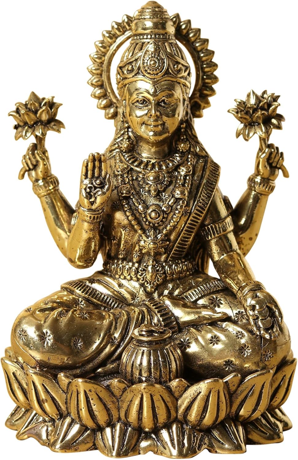 Exotic India Small Brass Goddess Lakshmi Statue