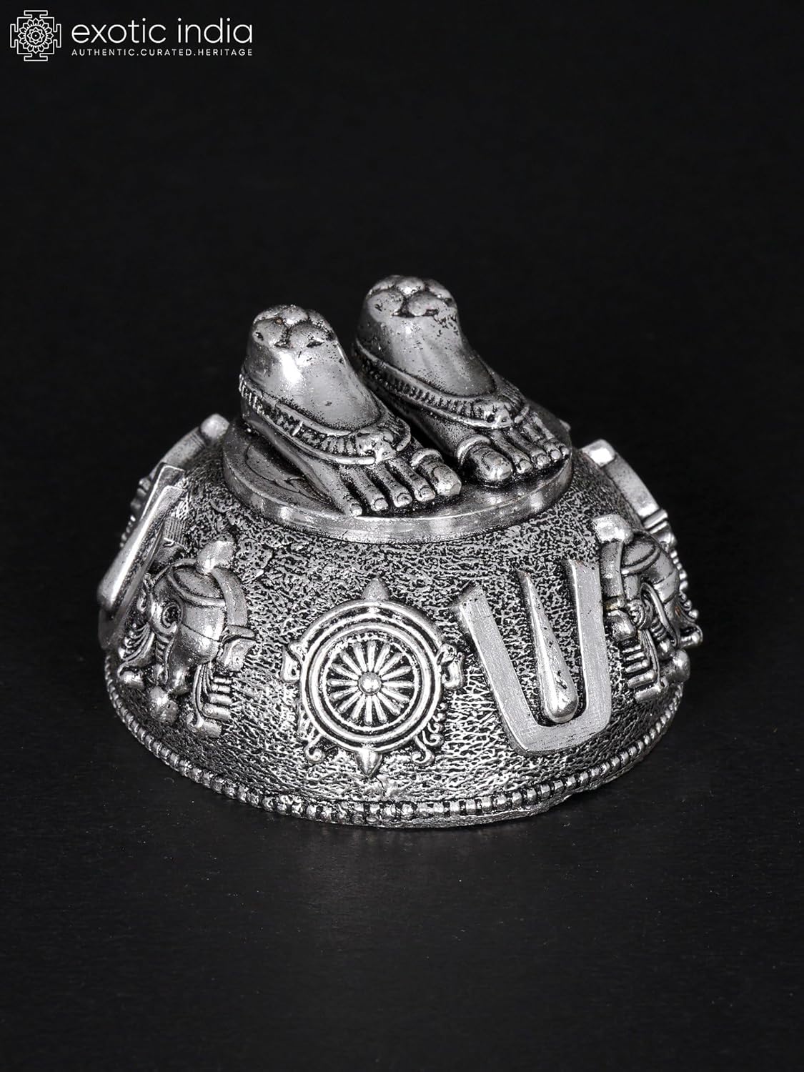Small Superfine Brass Vishnu Charan Paduka Statue