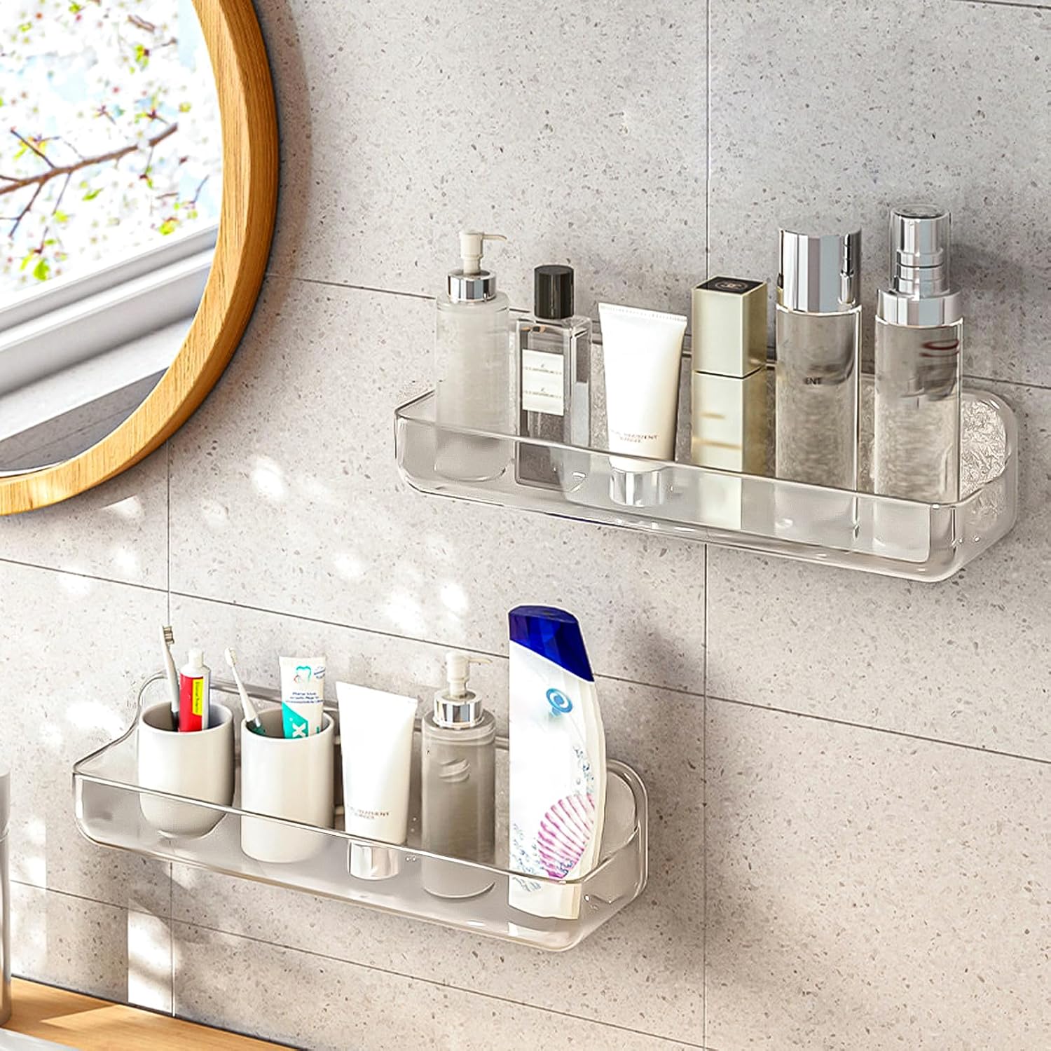 2pc Acrylic Wall Mount Organizer with Self Adhesive Tape