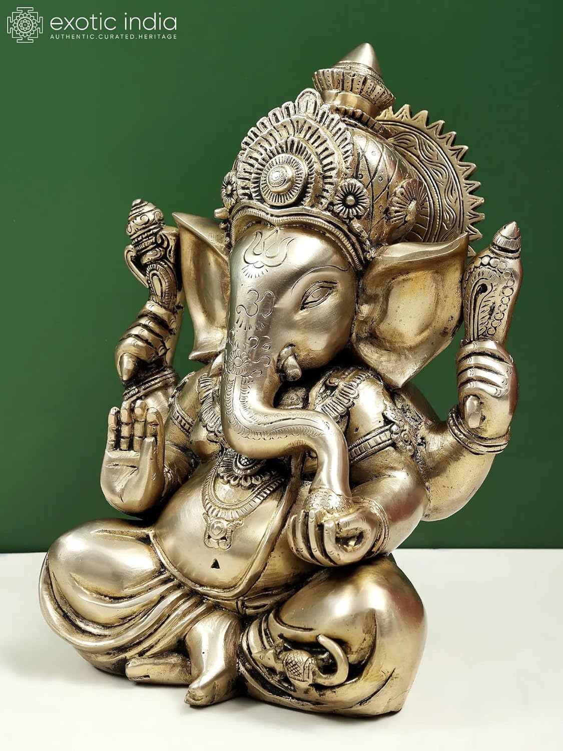 Brass Ganesha Statue 125 Inch Divine Home Office Decor