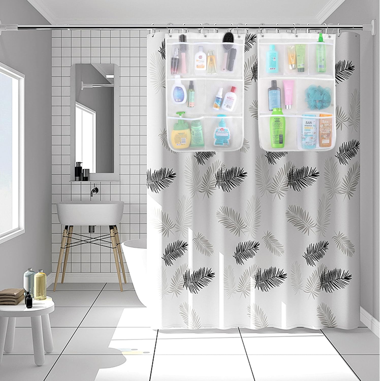 Armuzui 2 Pack Mesh Shower Caddy 7 Pockets 3 Hooks